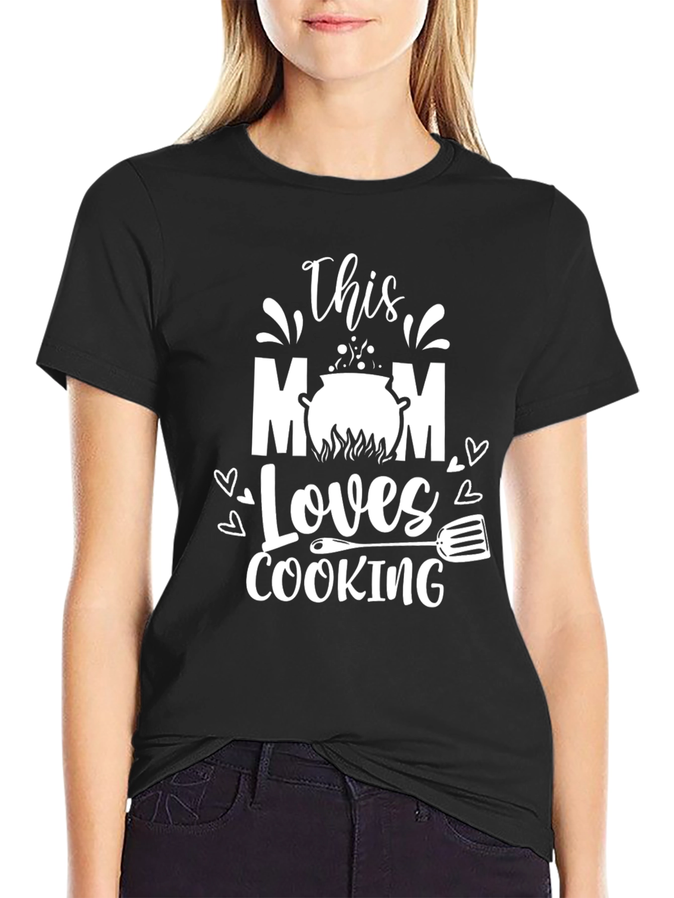 Black This Mom Loves Cooking T-Shirt view 2