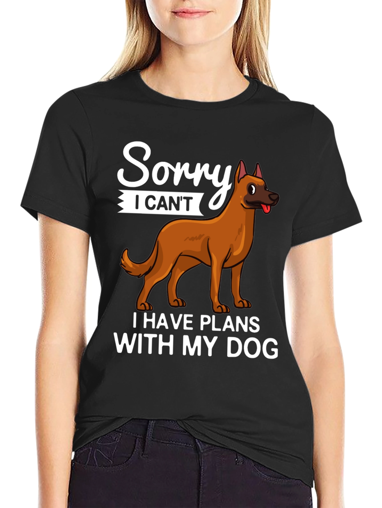 Black Sorry I Can't Dog T-Shirt view 2