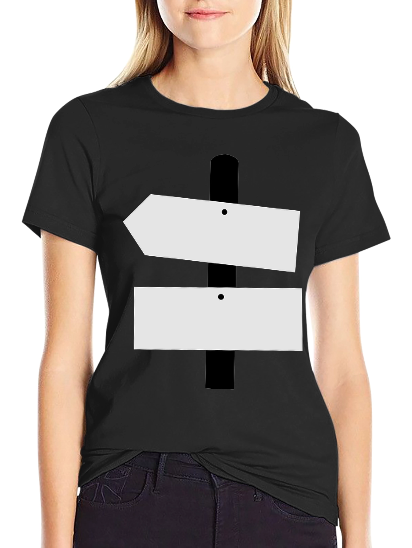 Black Directional Sign T-Shirt - Novelty Graphic Tee view 2