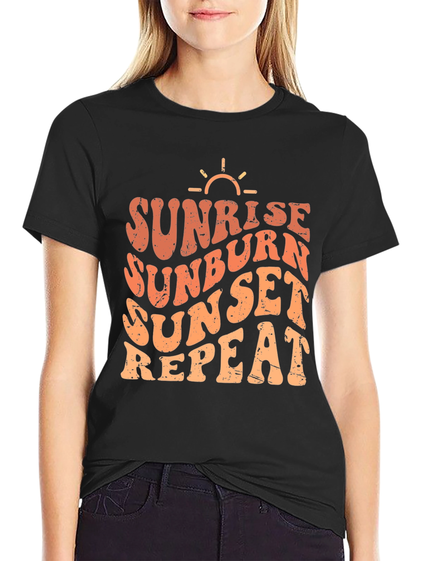 Black Sunrise Sunburn Sunset Repeat T-Shirt view 2