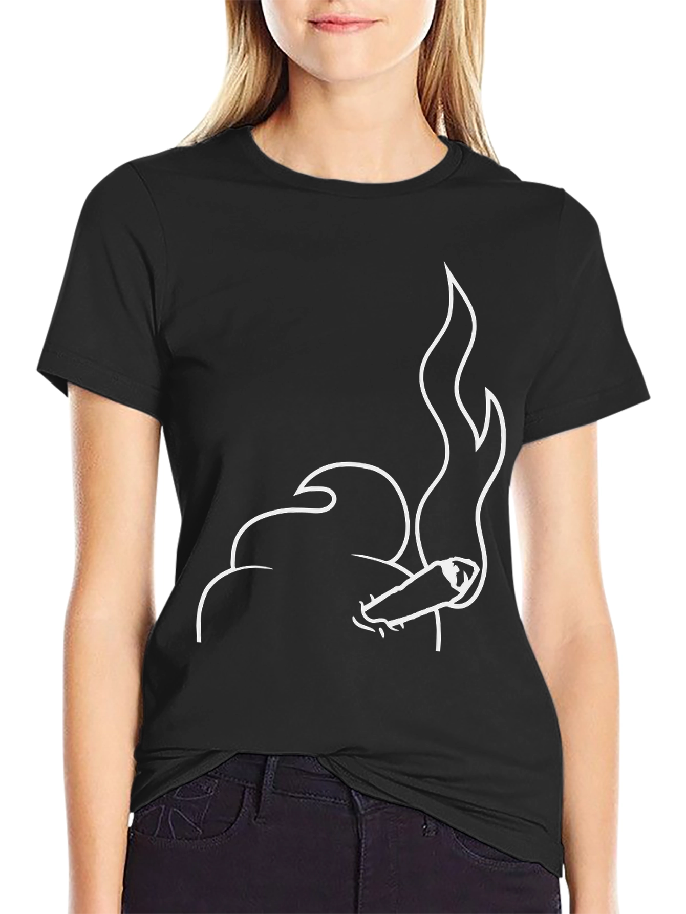 Black Cool Smoker T-Shirt - Black Cotton Blend Tee view 2