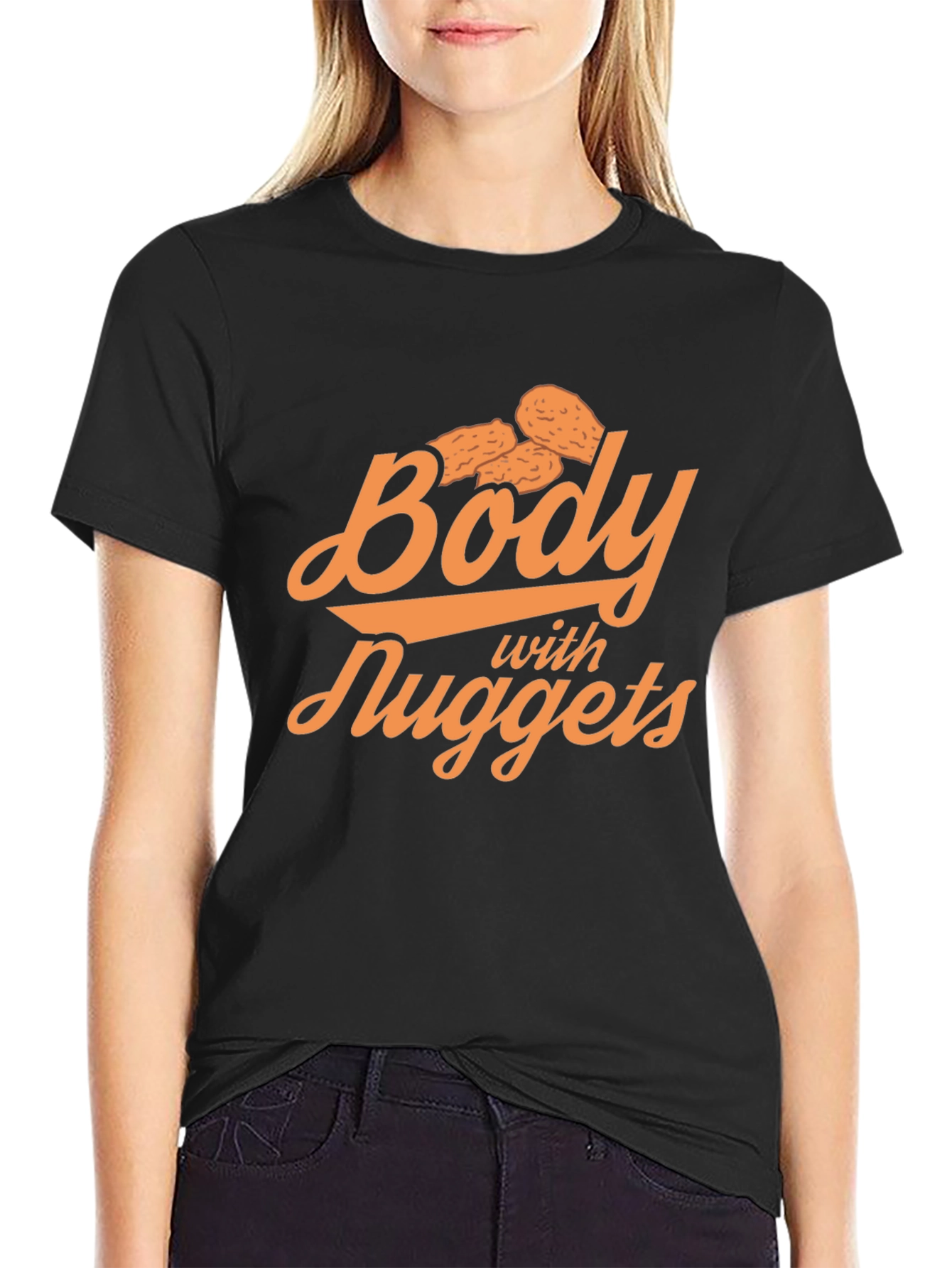 Black Body with Nuggets Funny Graphic T-Shirt view 2