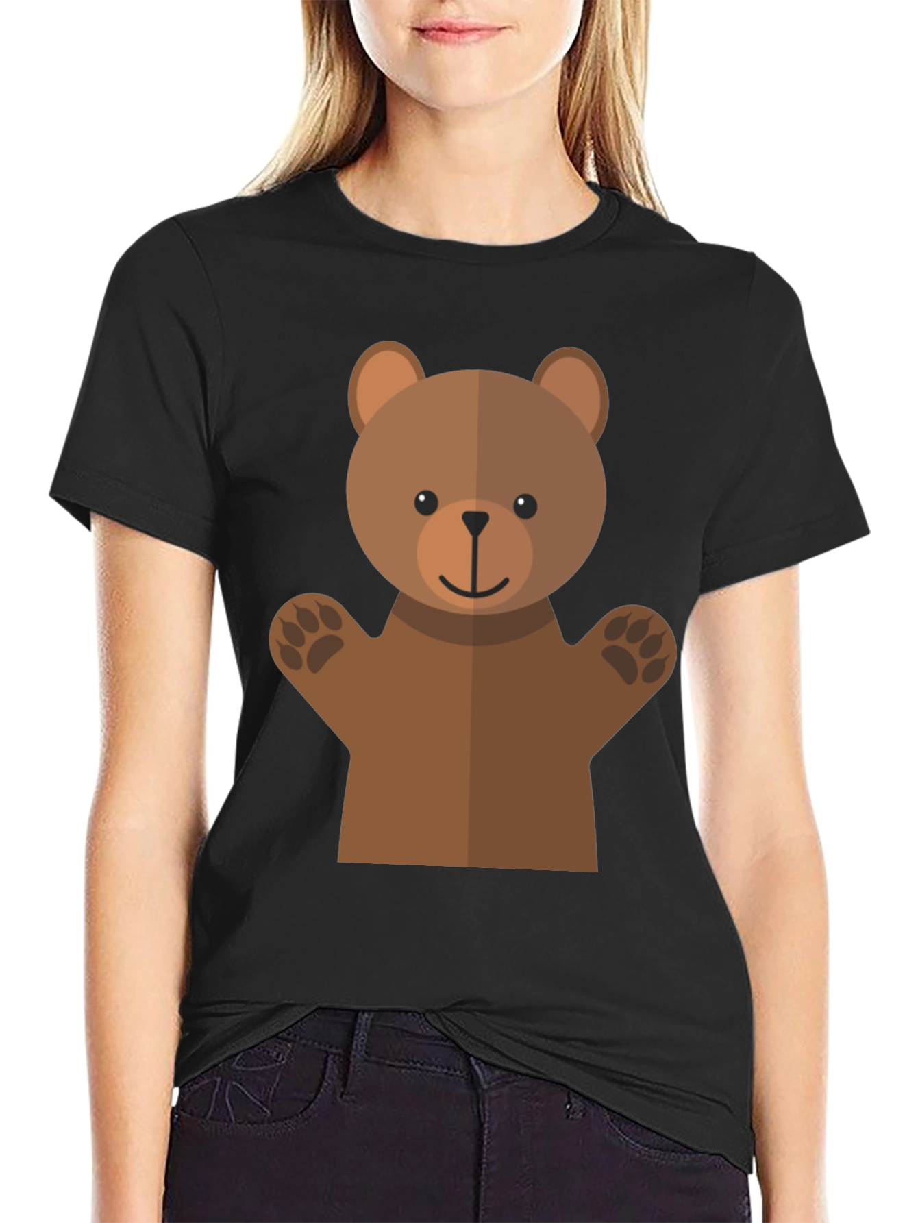 Black Cute Bear Graphic Tee - Black T-Shirt view 2