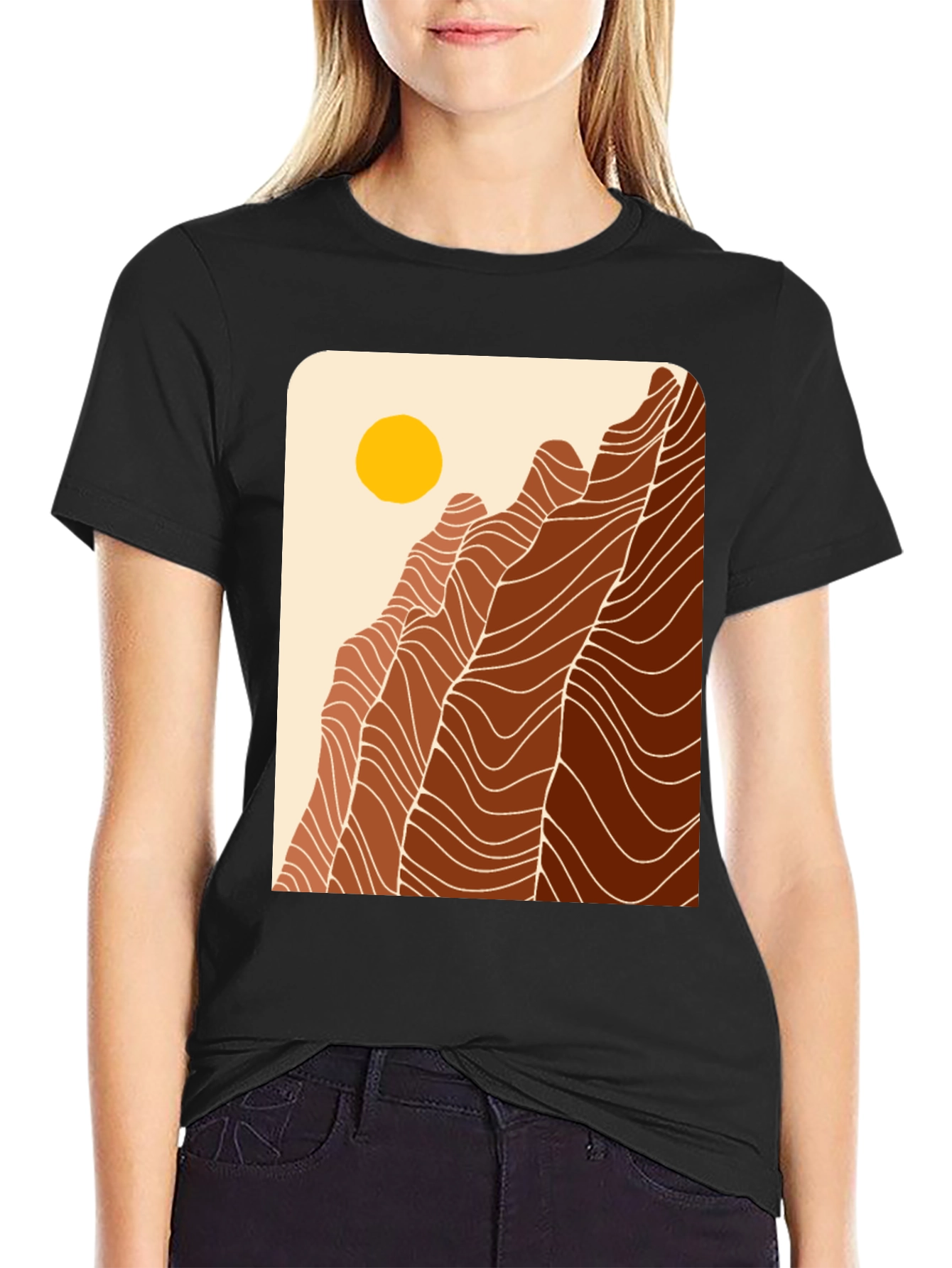 Black Mountains Graphic Tee - Unisex Black Cotton T-Shirt view 2