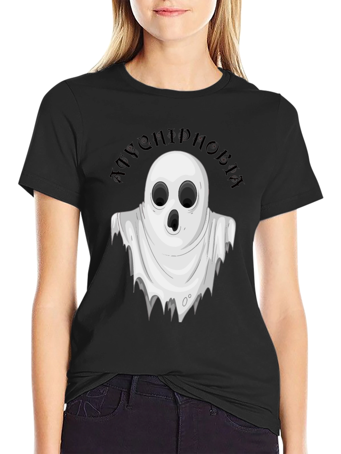 Black Boo! Achluophobia Ghost Graphic Tee - Black view 2