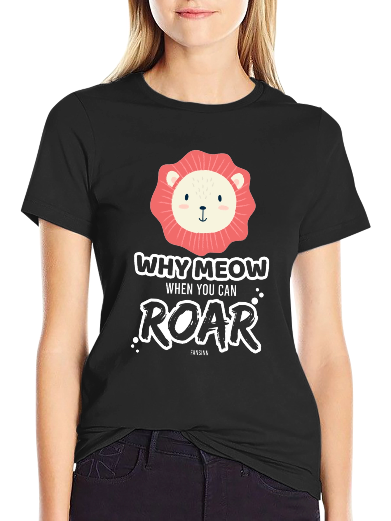 Black Why Meow When You Can Roar T-Shirt view 2