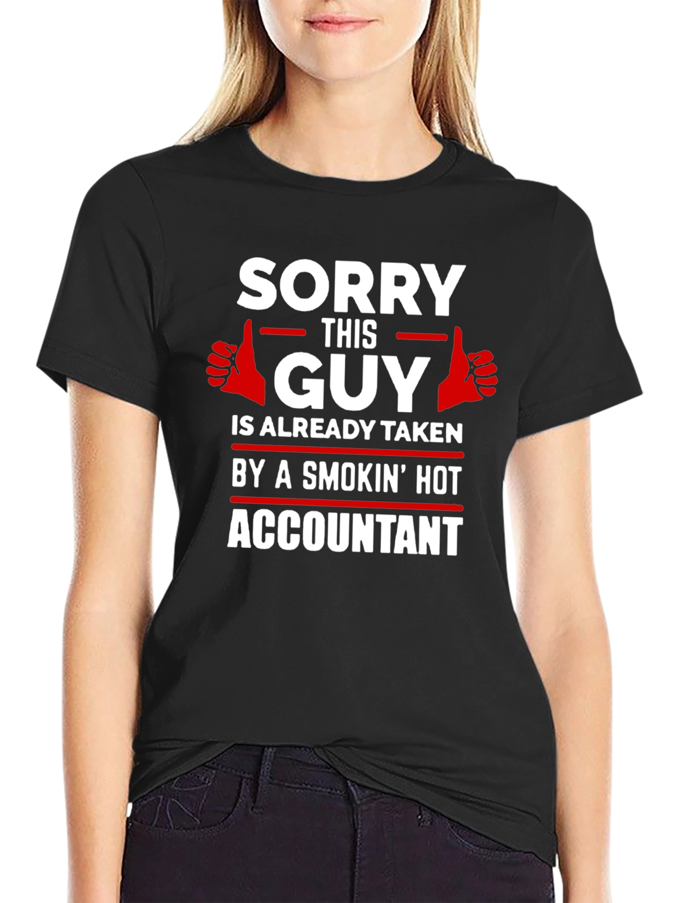 Black Funny Accountant T-Shirt: Sorry This Guy Is Taken view 2