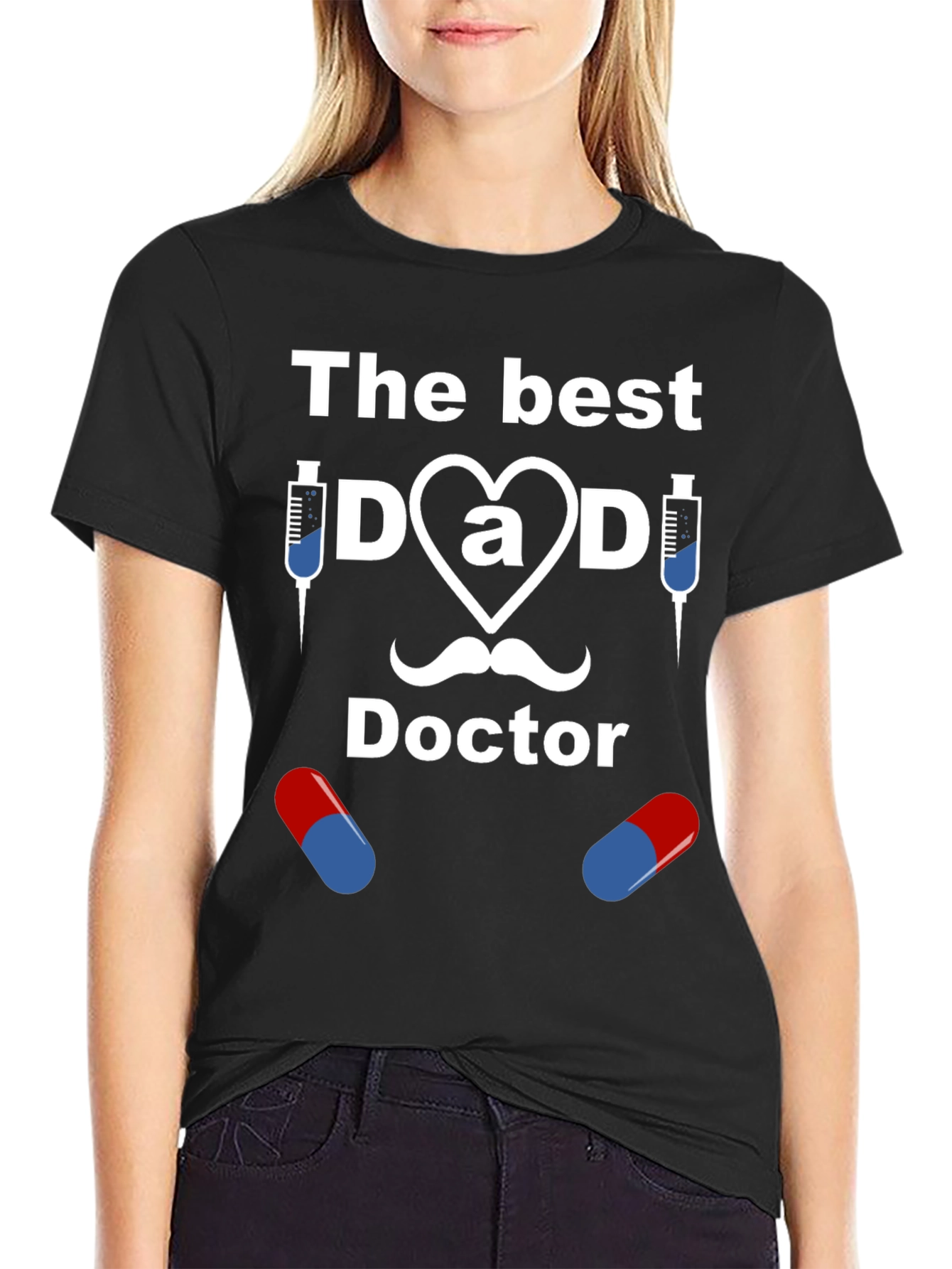 Black The Best Dad Doctor Graphic T-Shirt view 2