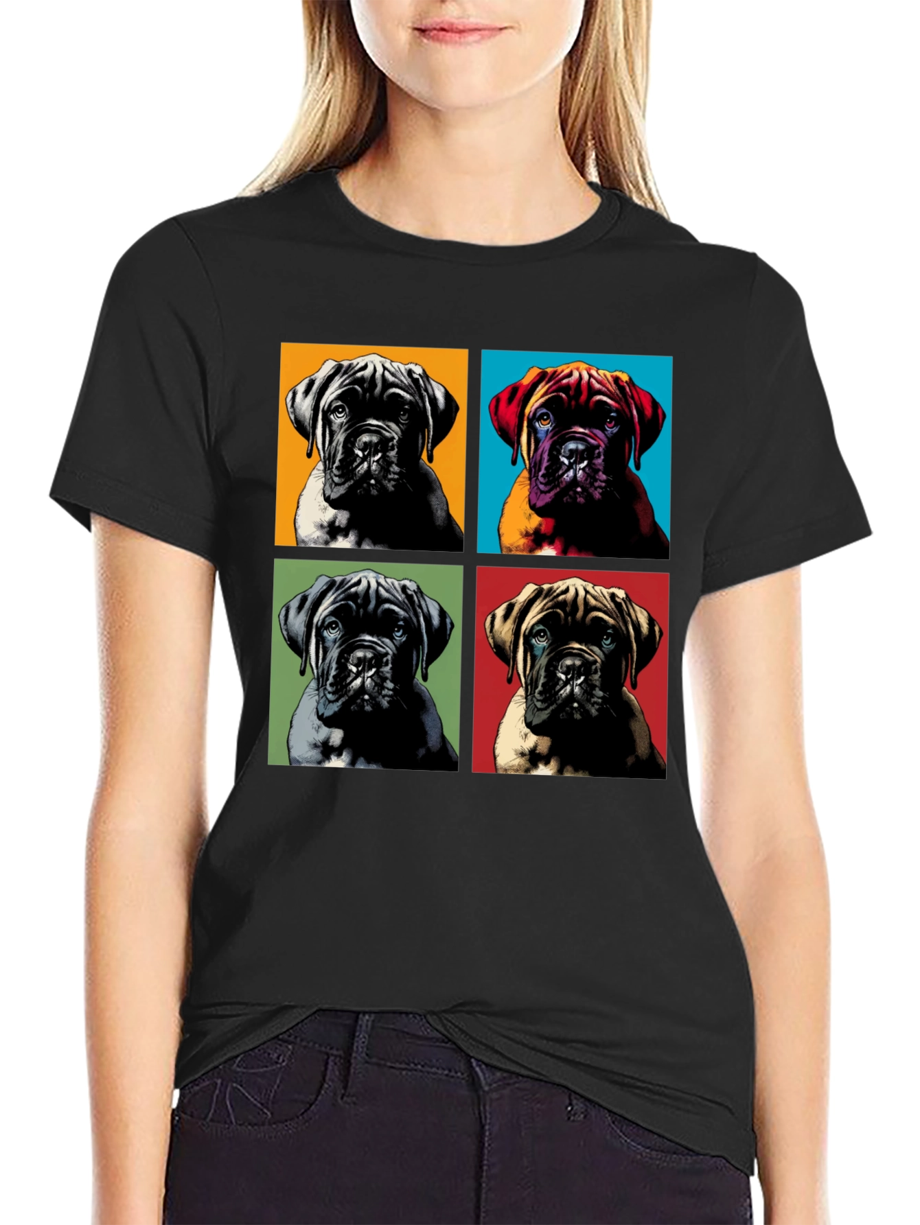 Black Pop Art Dog Breed Graphic Tee view 2