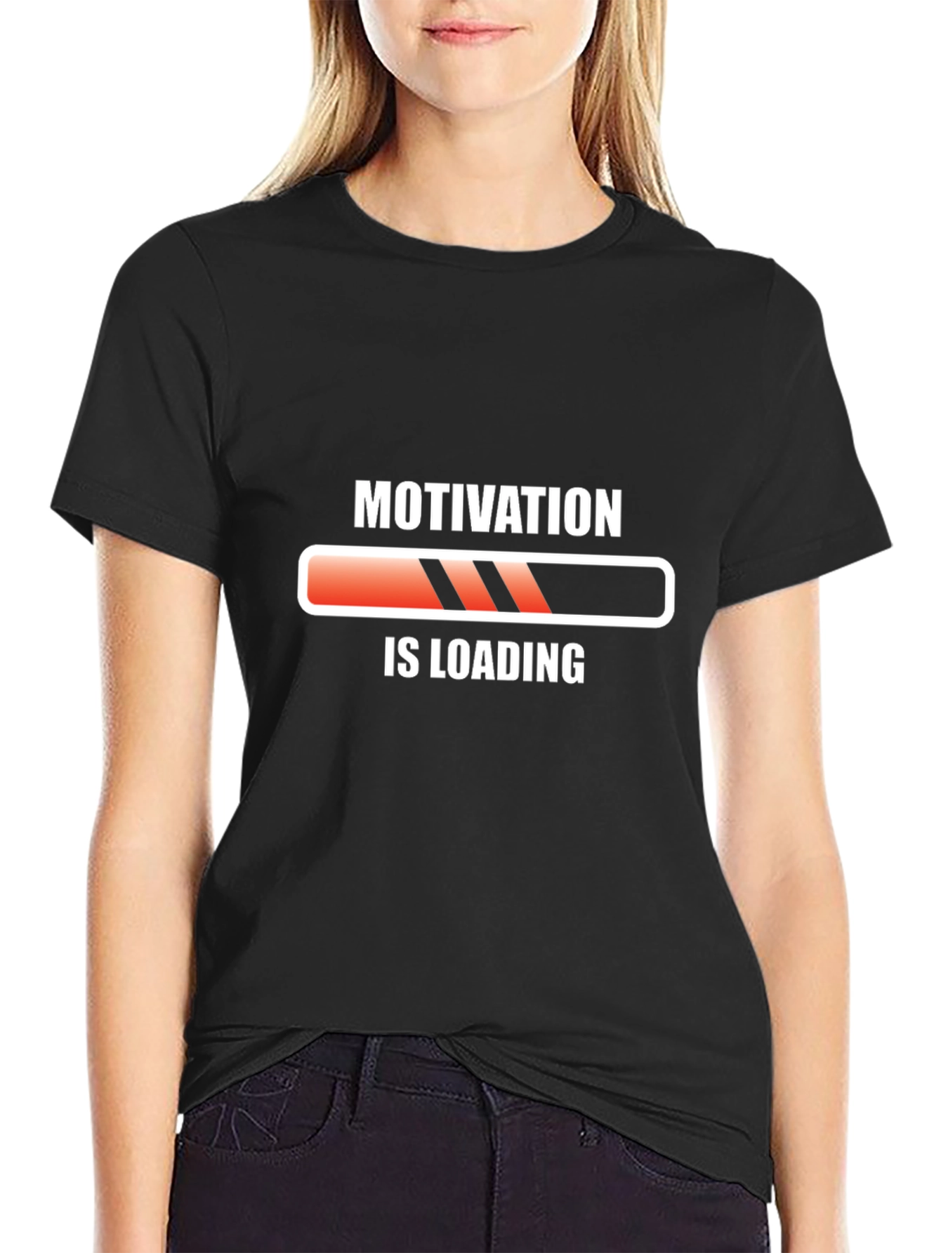 Black Motivation Loading Black T-Shirt view 2