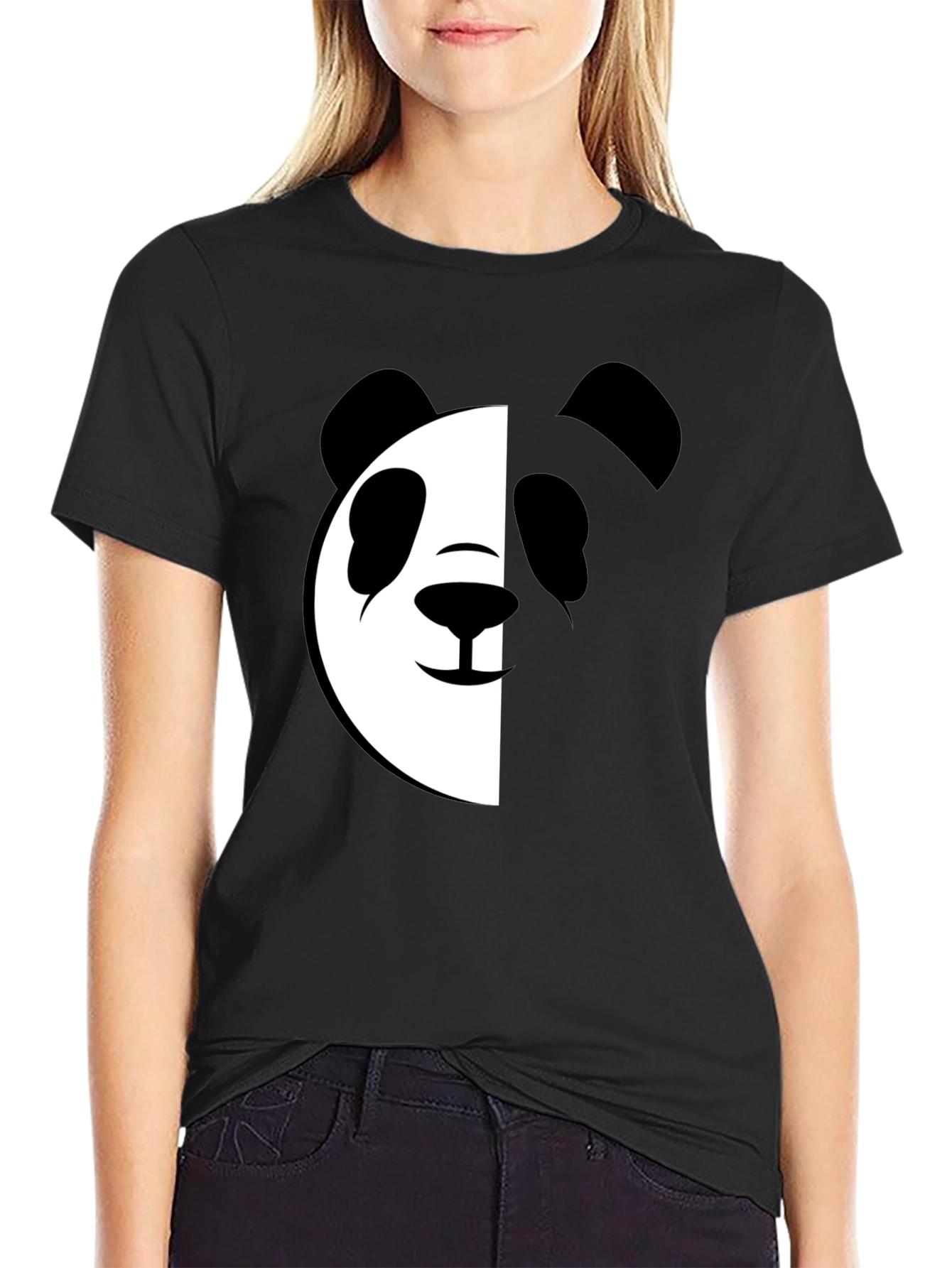 Black Cool Panda Graphic T-Shirt view 2