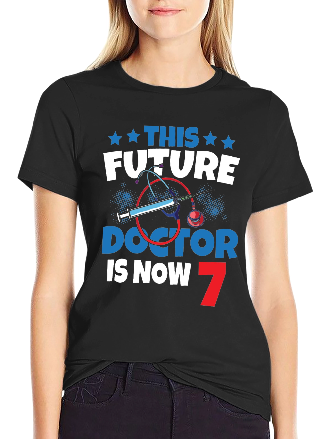 Black Future Doctor 7th Birthday T-Shirt view 2