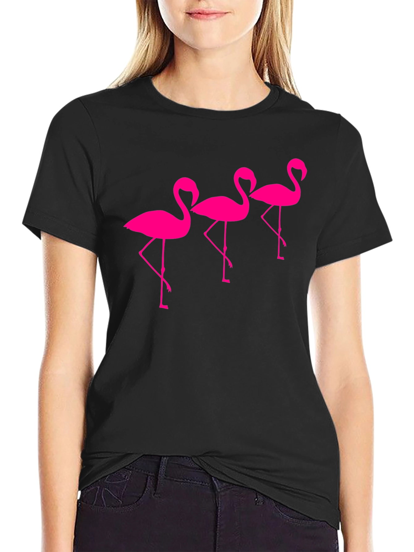 Black Fun Flamingo T-Shirt view 2