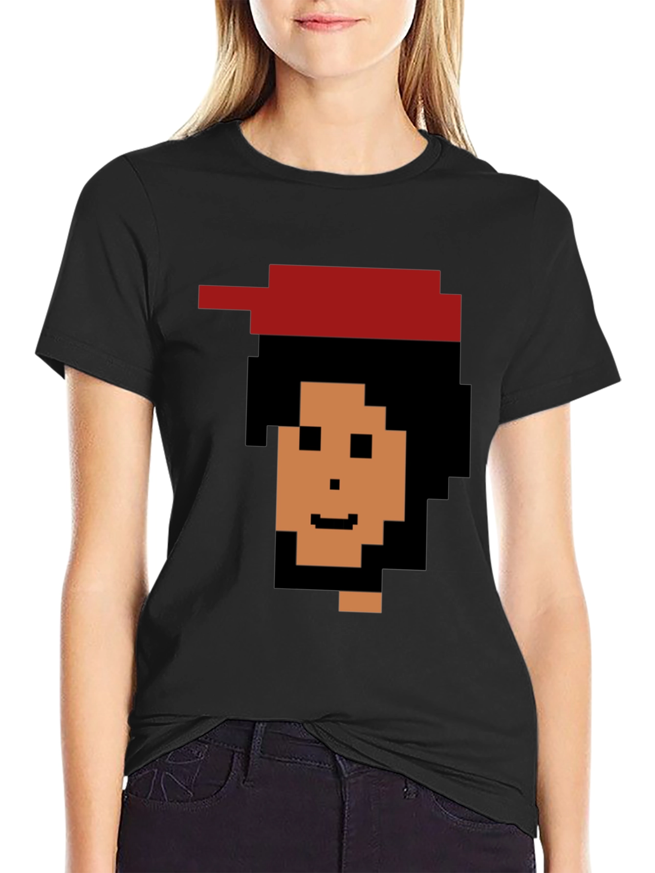 Black Pixel Art Character Graphic Black T-Shirt view 2