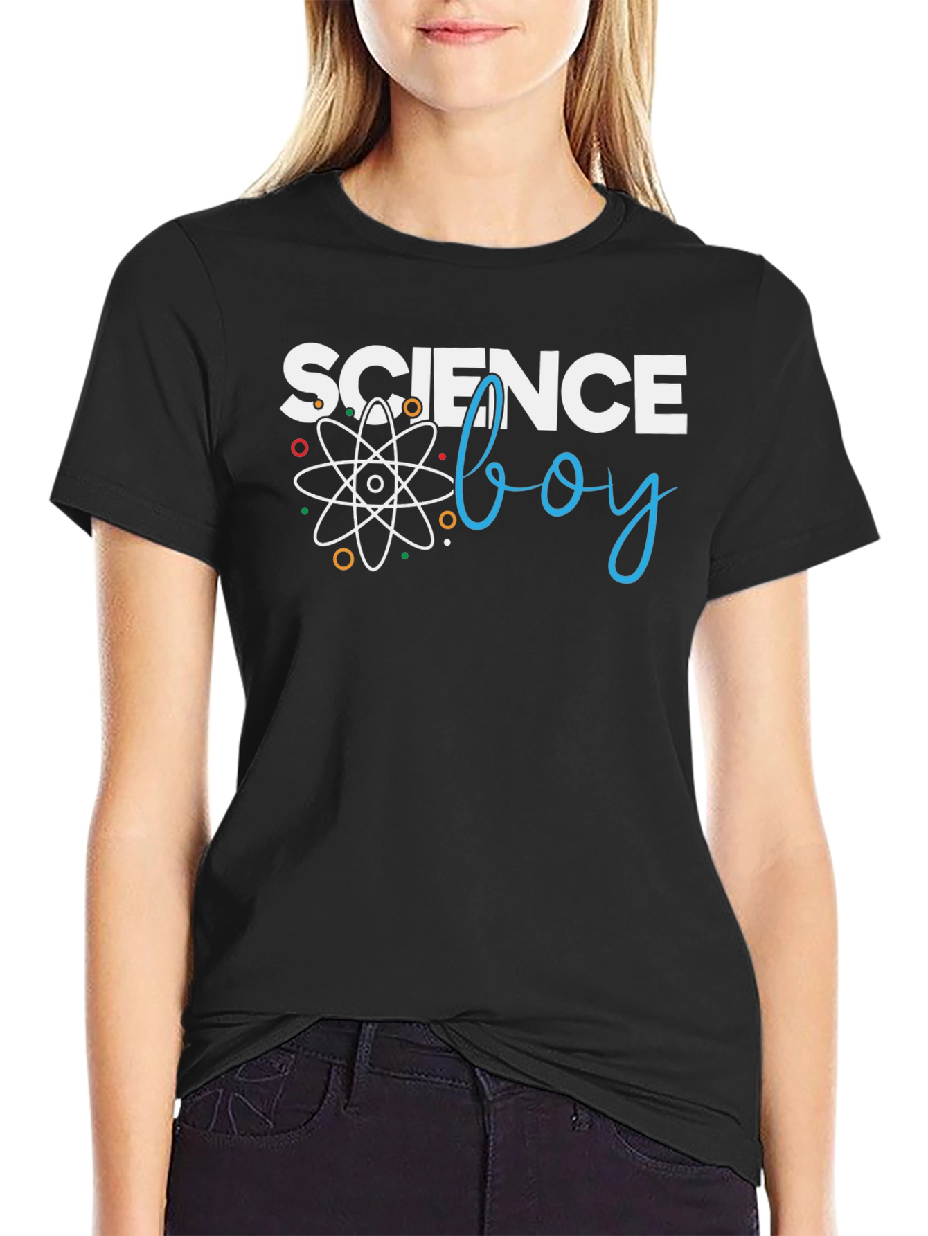 Black Science Boy Graphic T-Shirt - Black Cotton Tee view 2