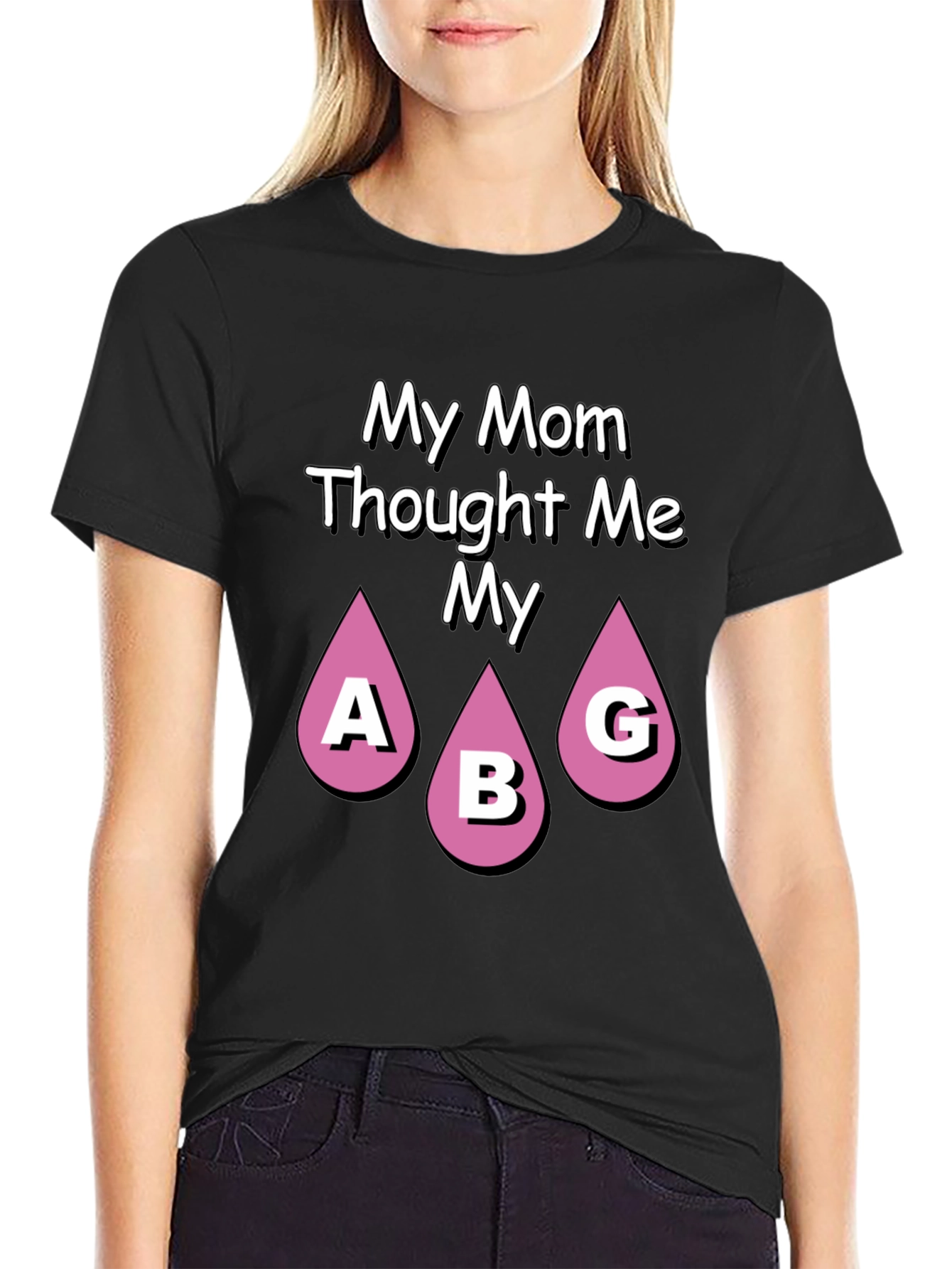 Black Funny Mom ABG T-Shirt - Novelty Graphic Tee view 2