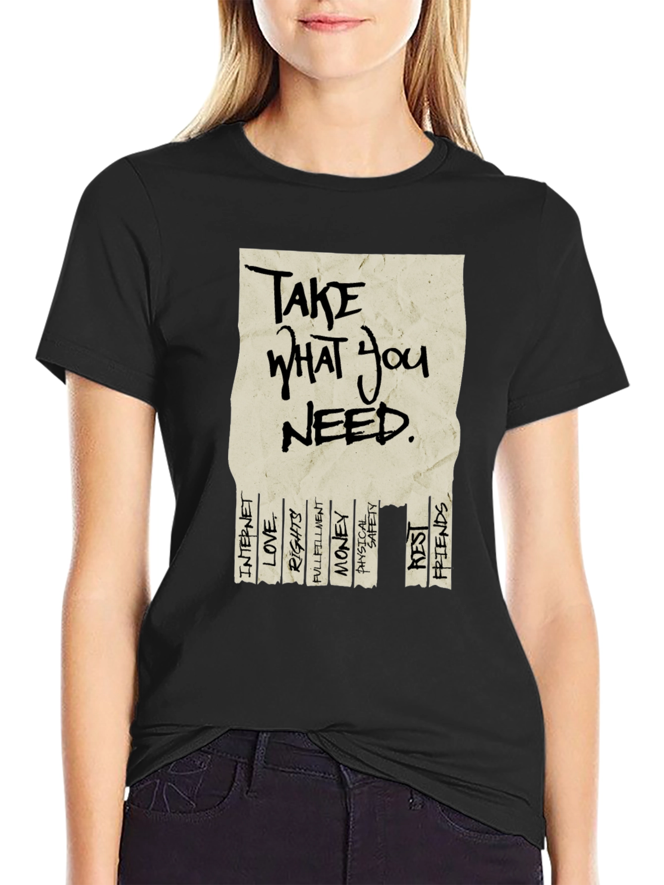 Black Take What You Need Graphic T-Shirt view 2