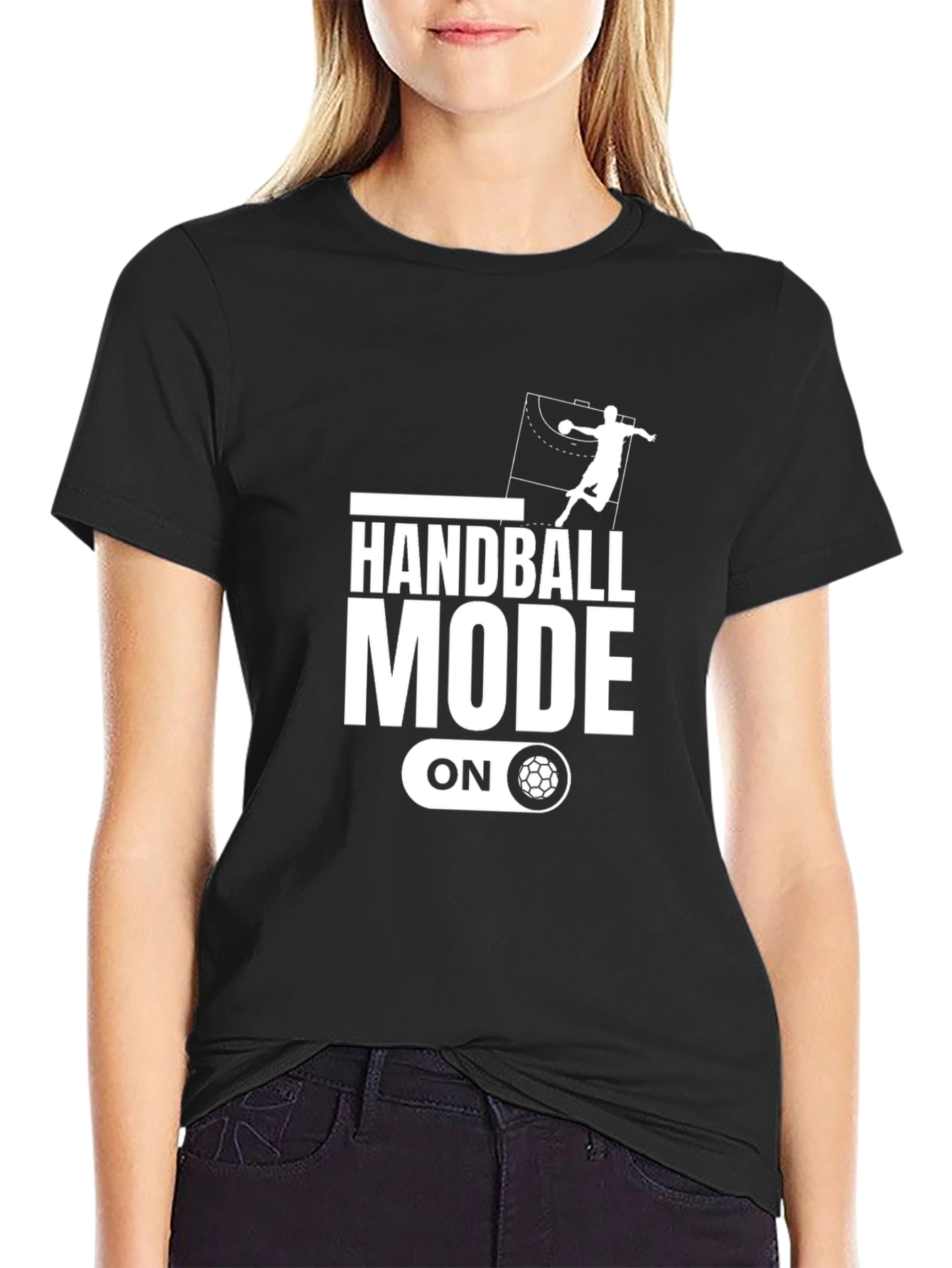 Black Handball Mode On Black Graphic Tee view 2