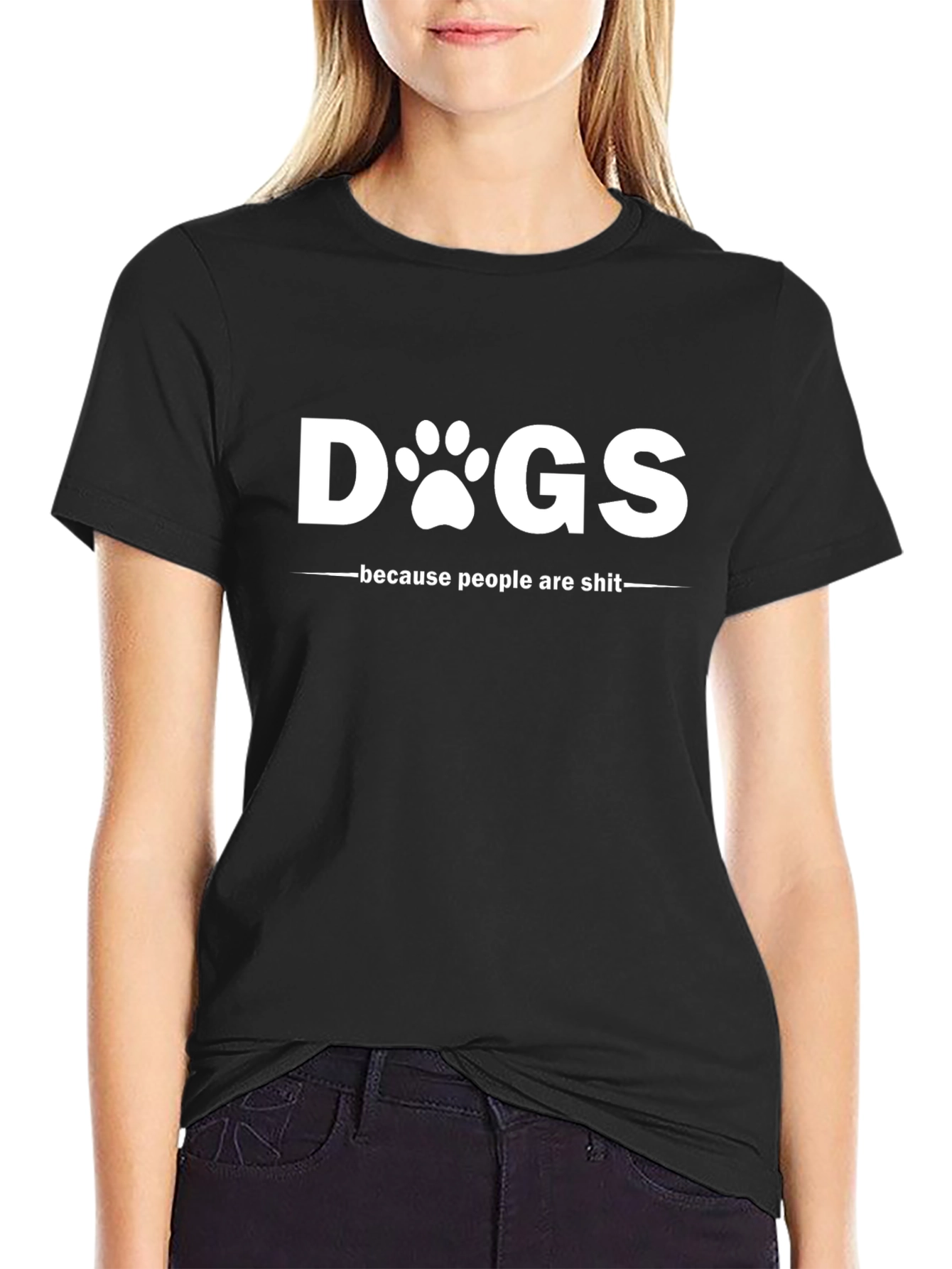 Black Dogs Because People Are Shit T-Shirt - Black view 2