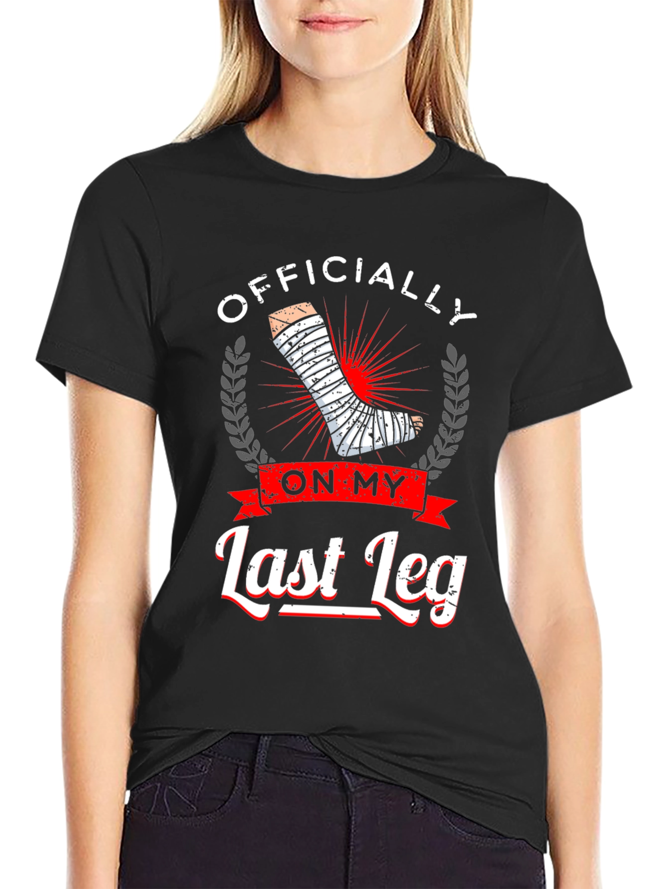 Black Officially On My Last Leg Graphic T-Shirt view 2
