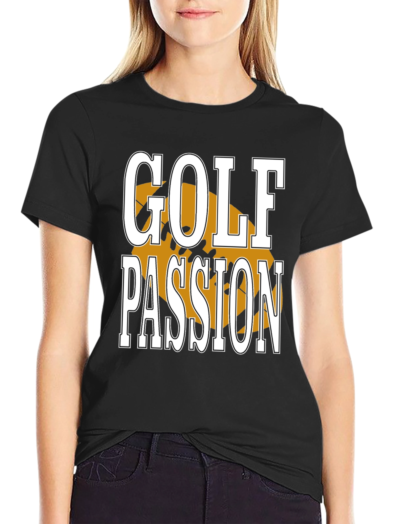 Black Golf Passion Tee - Sporty Graphic T-Shirt view 2