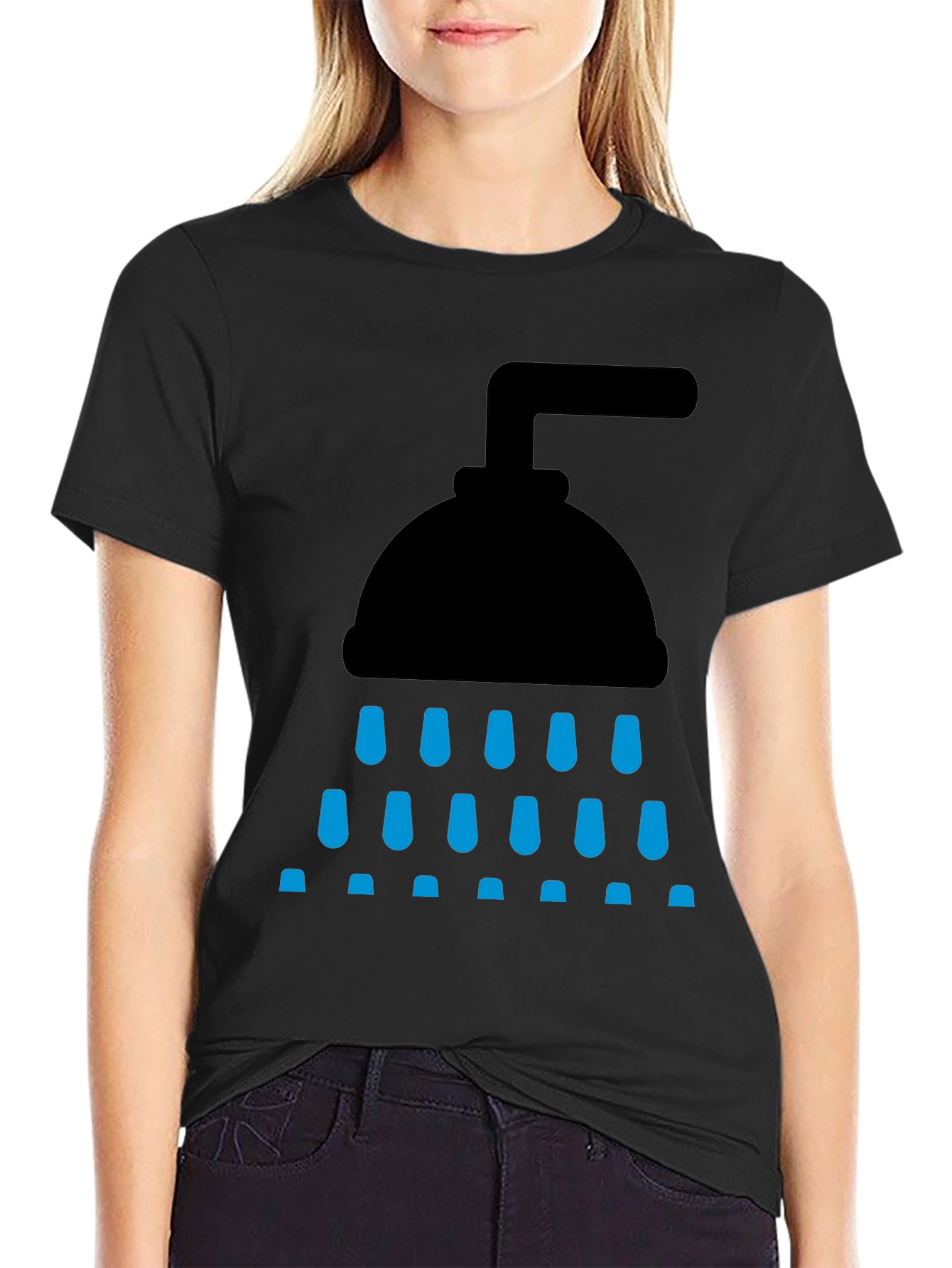 Black Shower Graphic Tee - Black Cotton Blend view 2