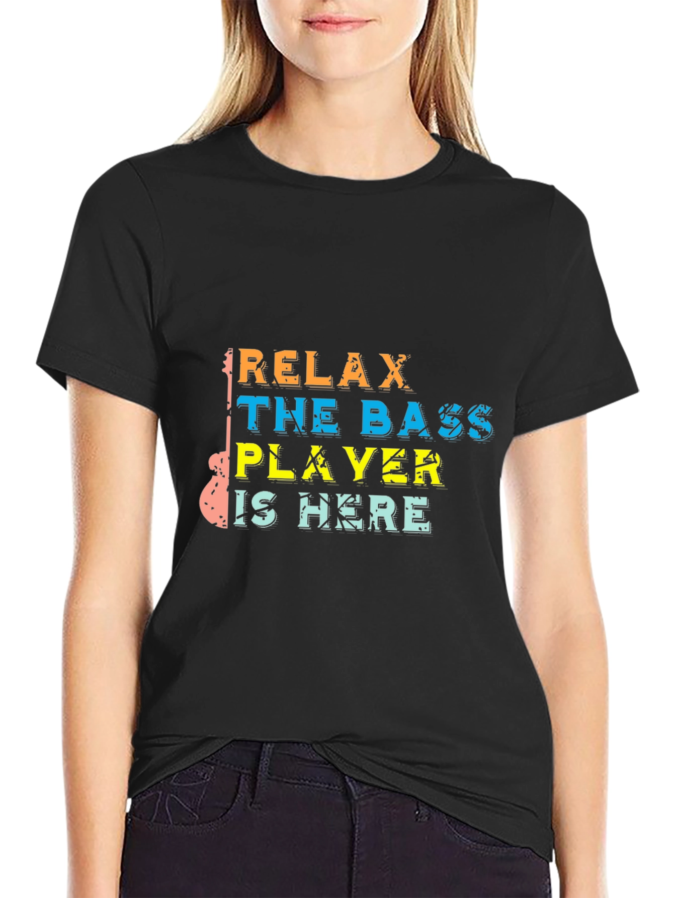Black Relax, The Bass Player Is Here Graphic T-Shirt view 2