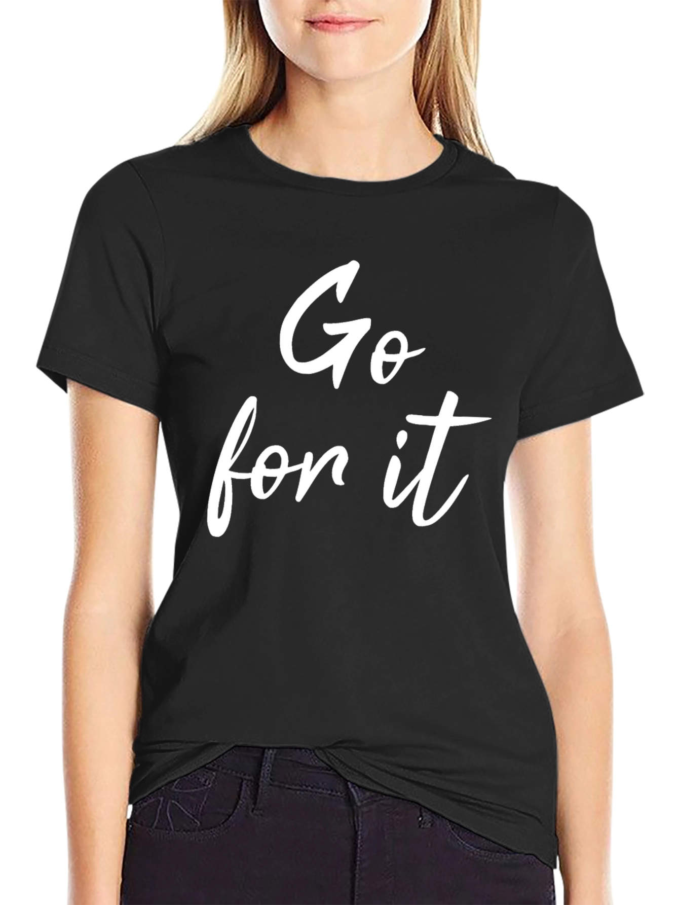 Black Go for It Black Graphic Tee - Motivational Shirt view 2