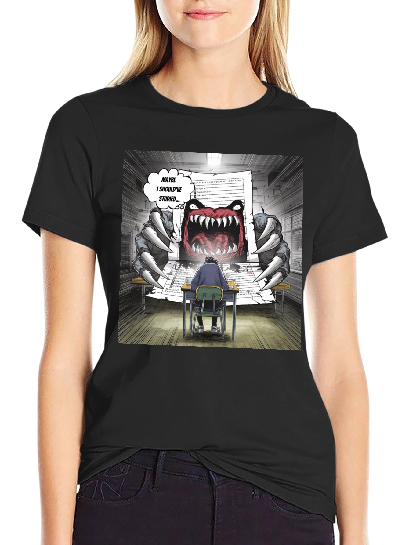Black Monster Test T-Shirt - Study Humor Tee view 2