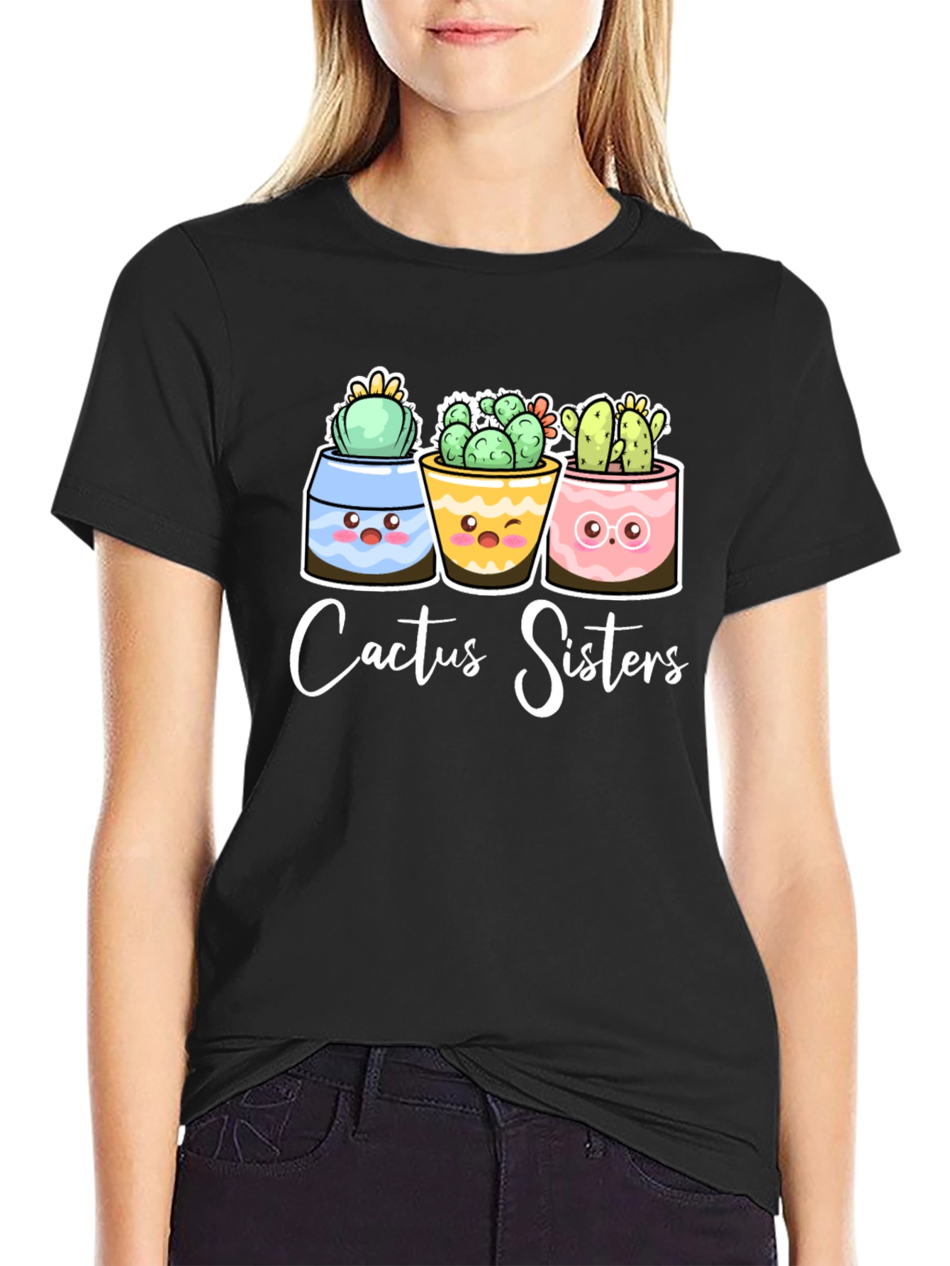 Black Cactus Sisters T-Shirt view 2