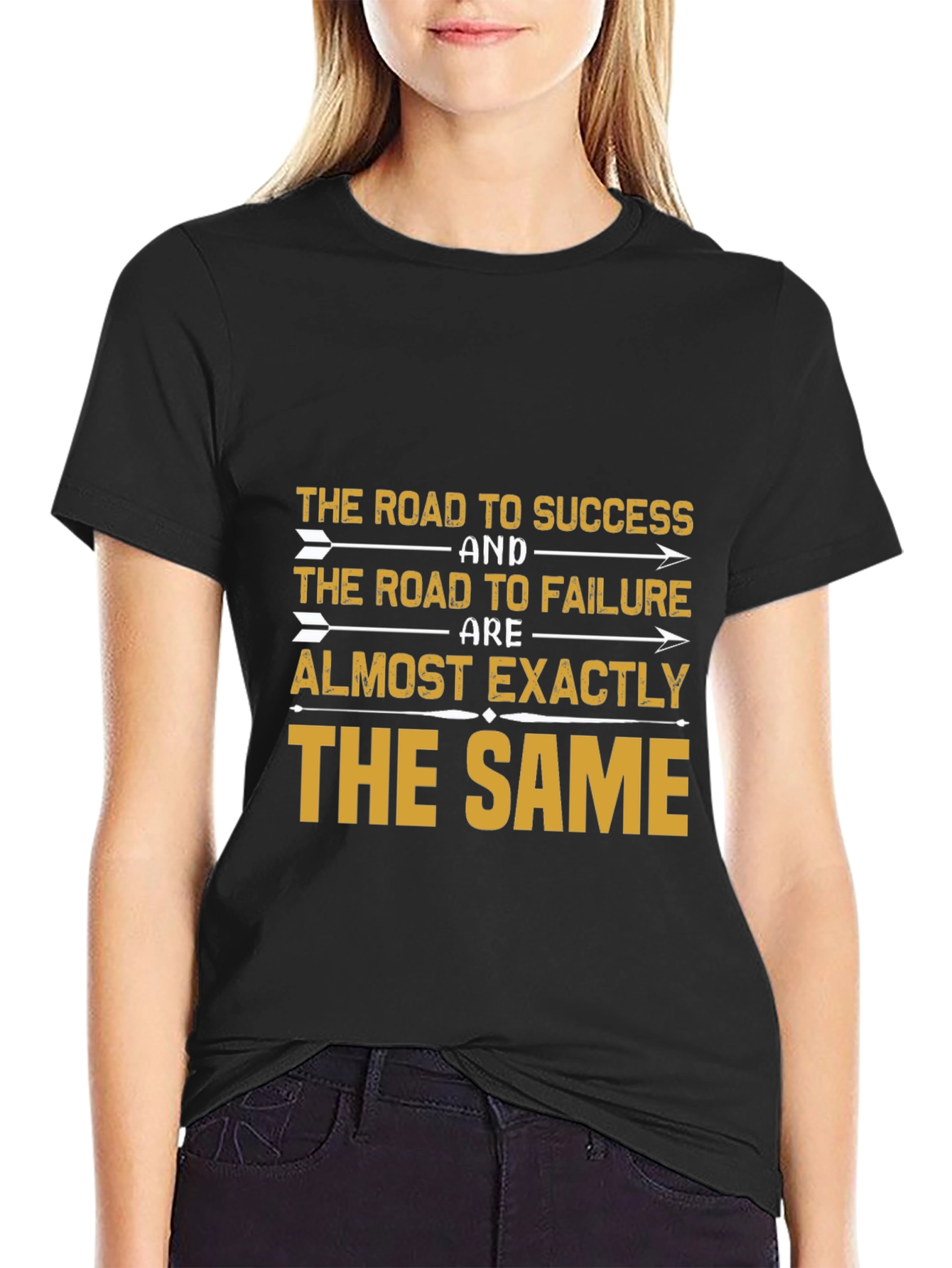 Black Road to Success Graphic Tee - Inspiring Unisex T-Shirt view 2