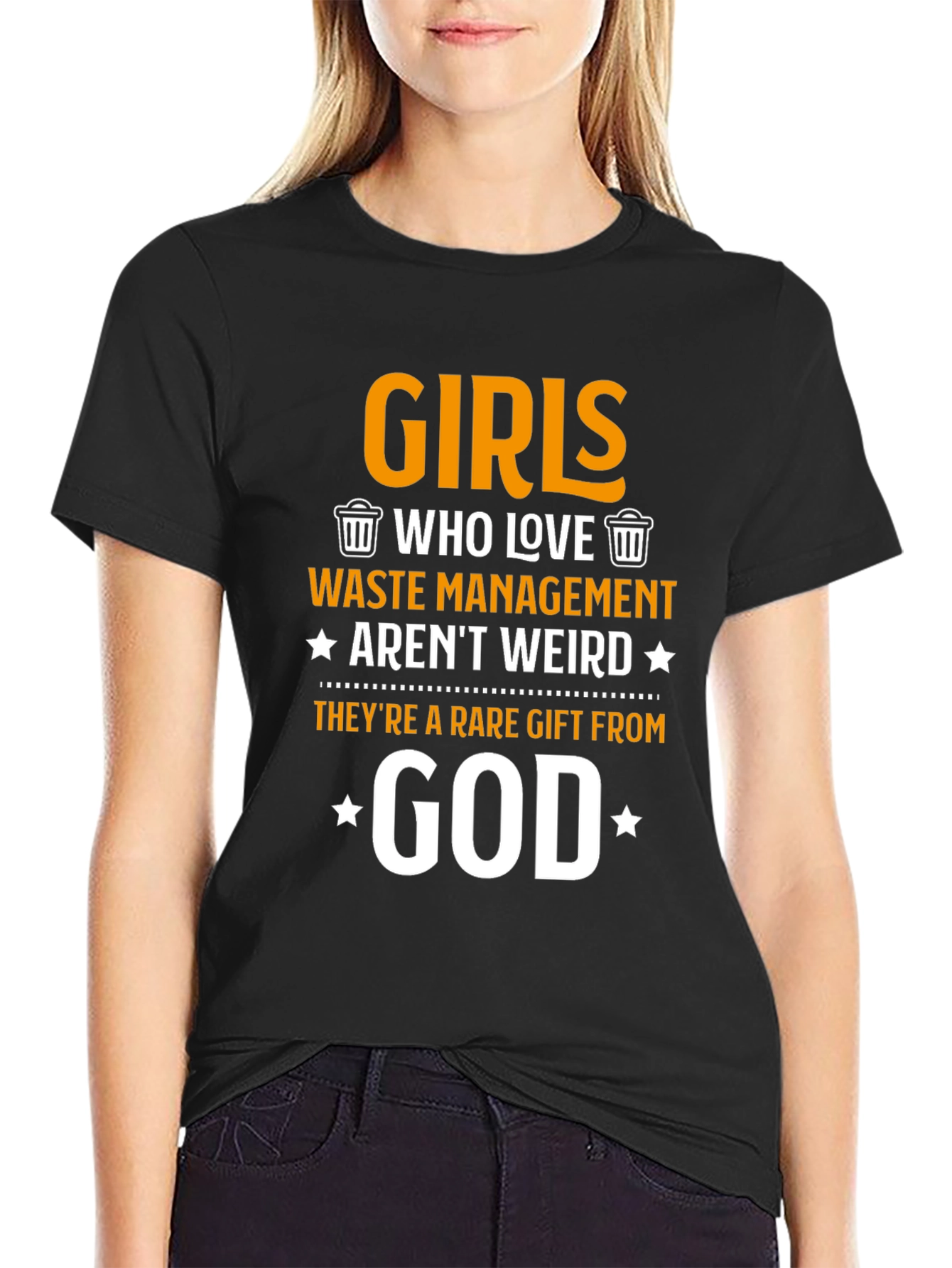 Black Funny Girls Who Love Waste Management T-Shirt view 2