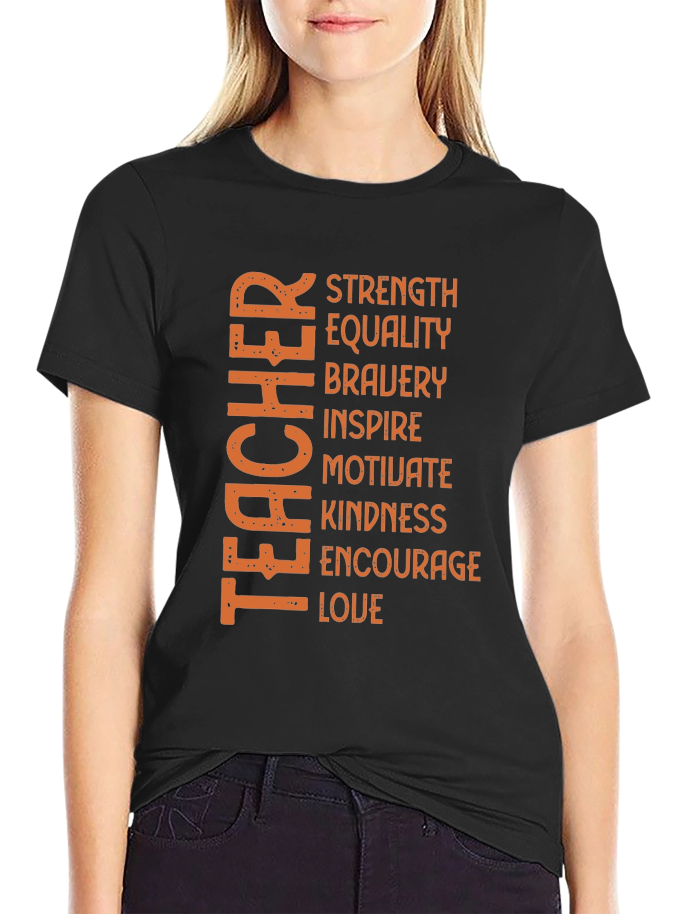 Black Teacher Strength Equality T-Shirt view 2