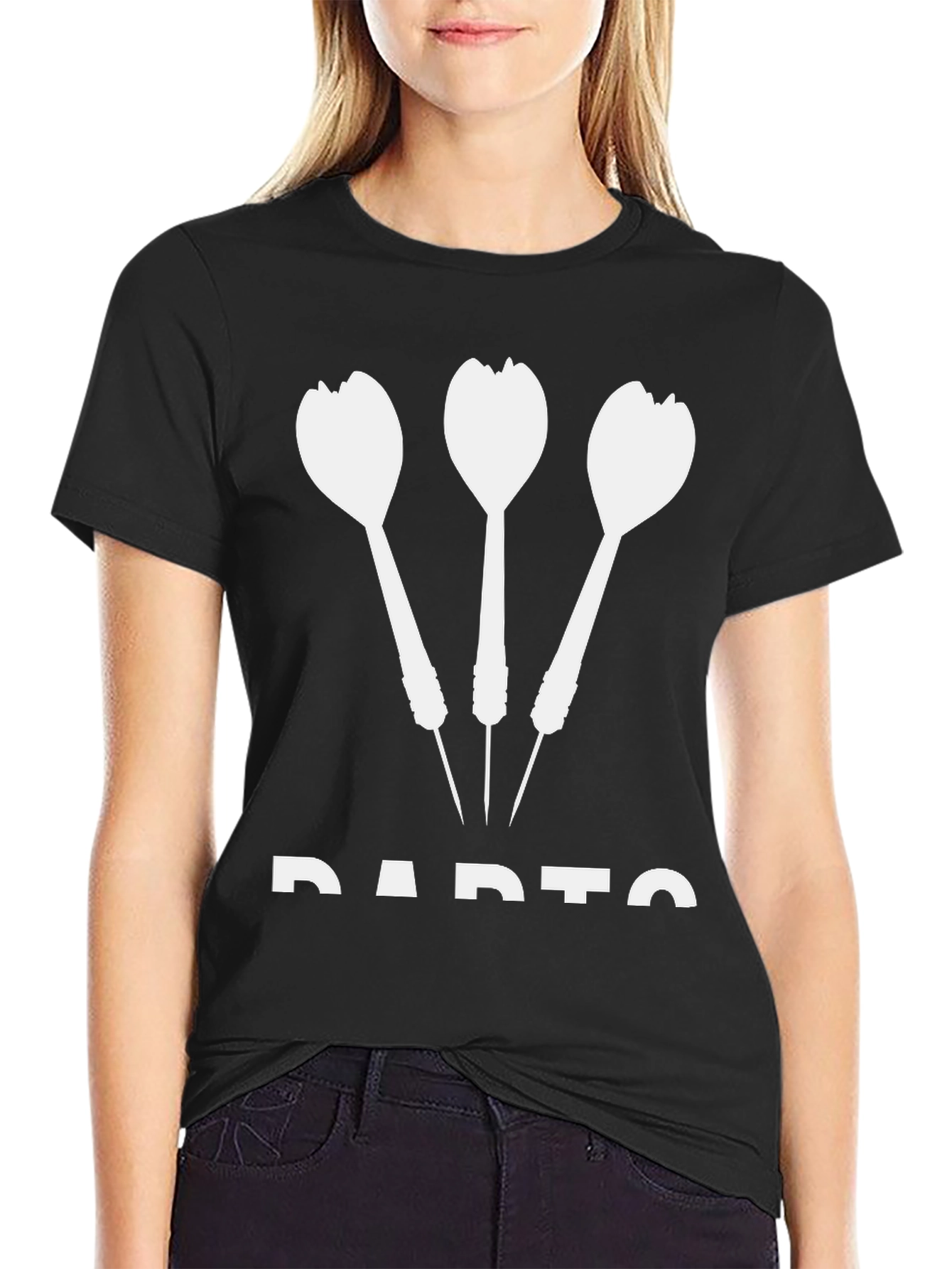 Black Darts Graphic T-Shirt - Black Cotton Tee view 2