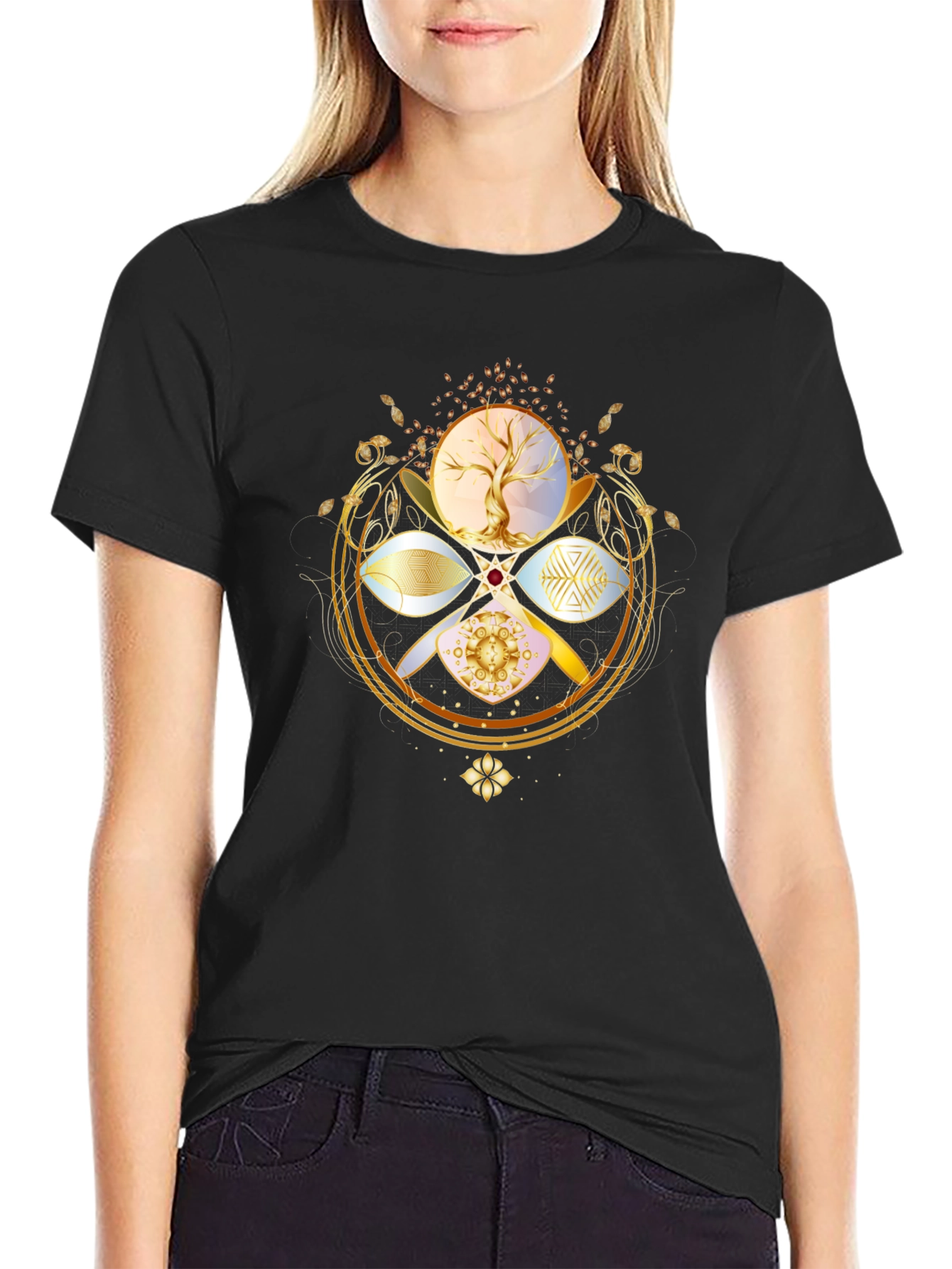 Black Esoteric Tree of Life Graphic Tee - Black view 2