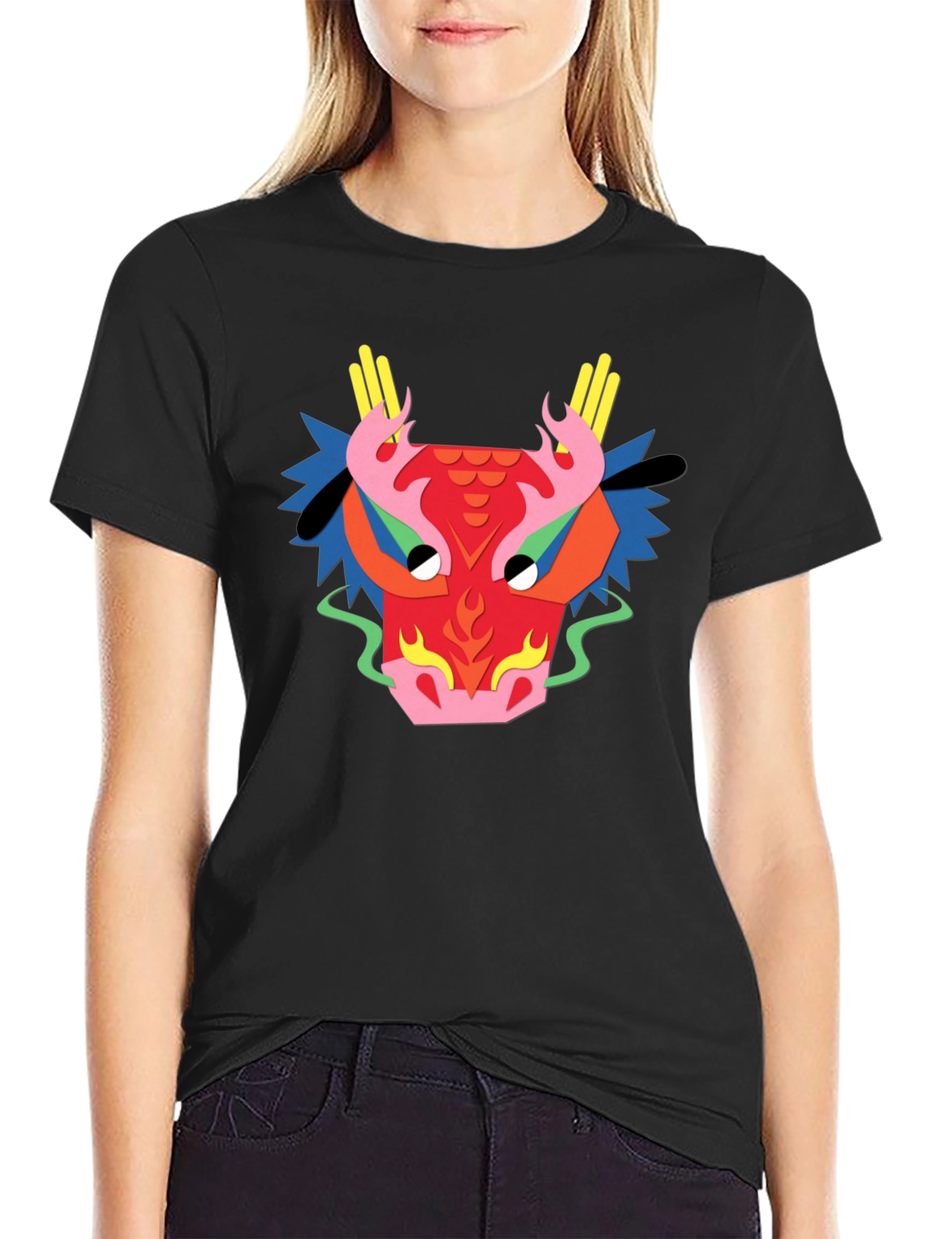 Black Dragon Graphic Tee - Unique Design Black T-Shirt view 2
