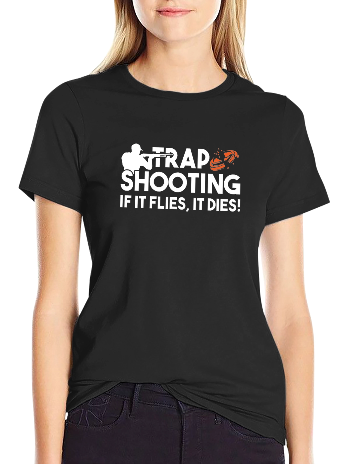 Black Trap Shooting T-Shirt: If It Flies, It Dies! view 2