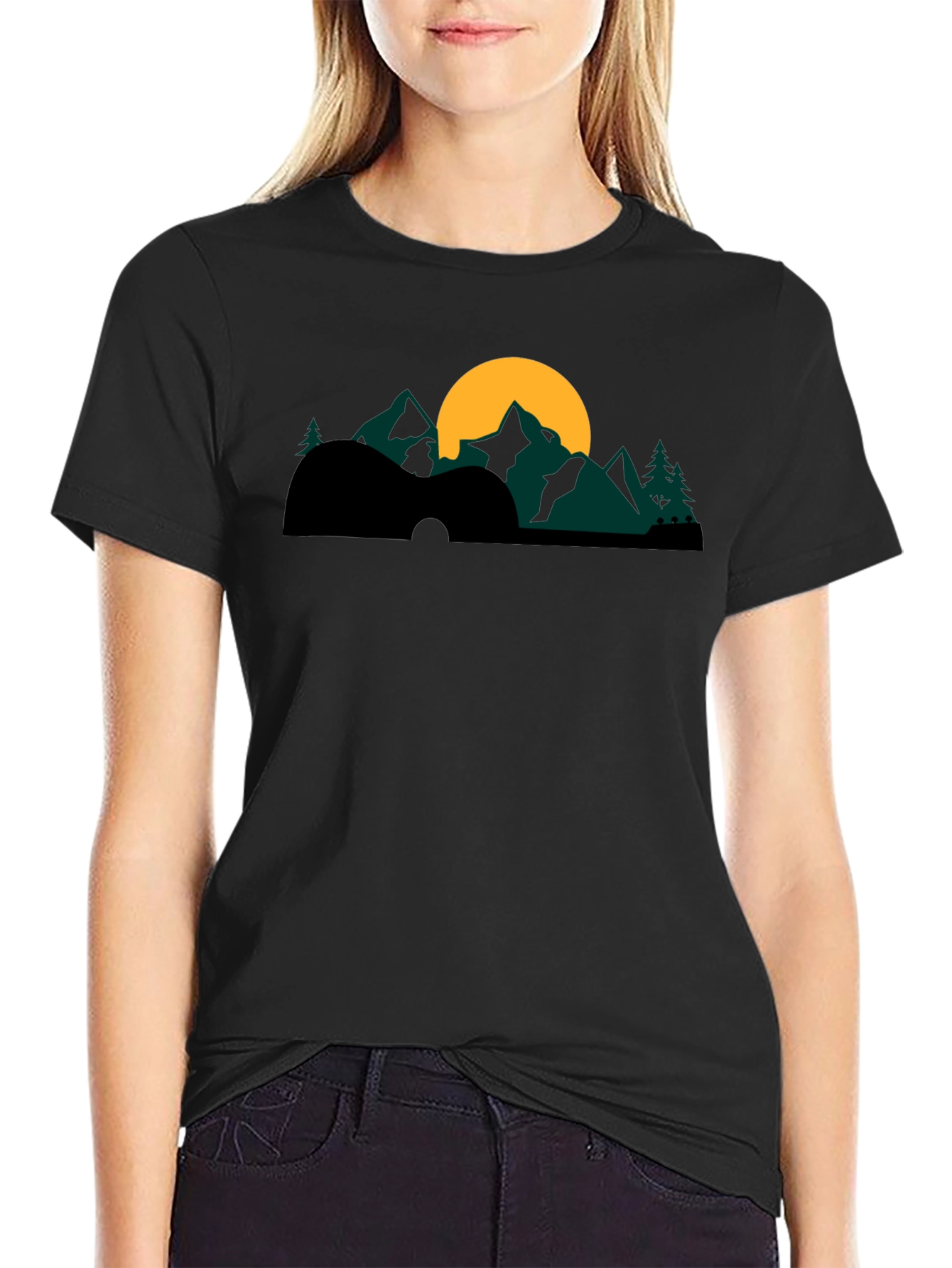 Black Guitar Mountainscape Graphic Tee view 2