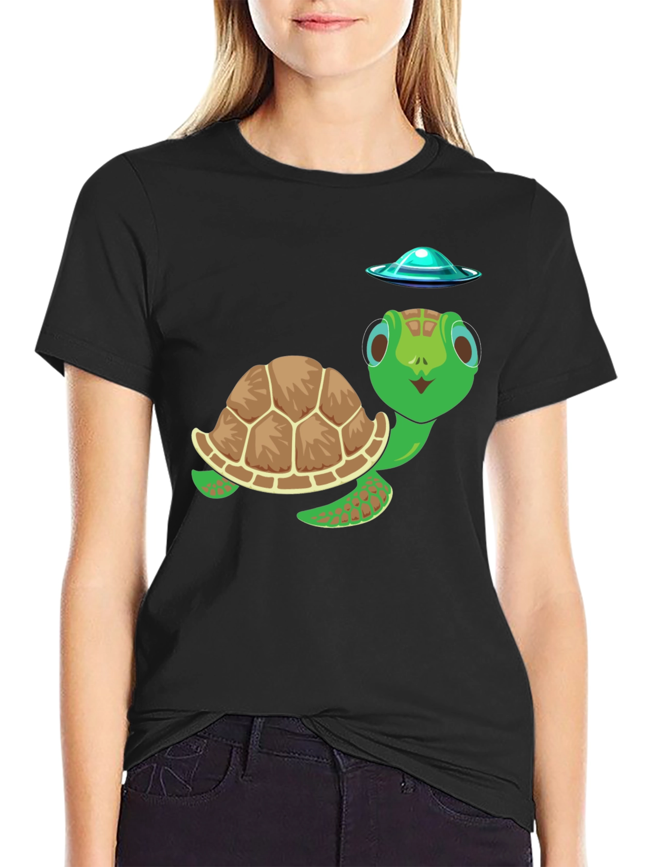 Black Turtle UFO Graphic Tee - Fun & Unique Design view 2