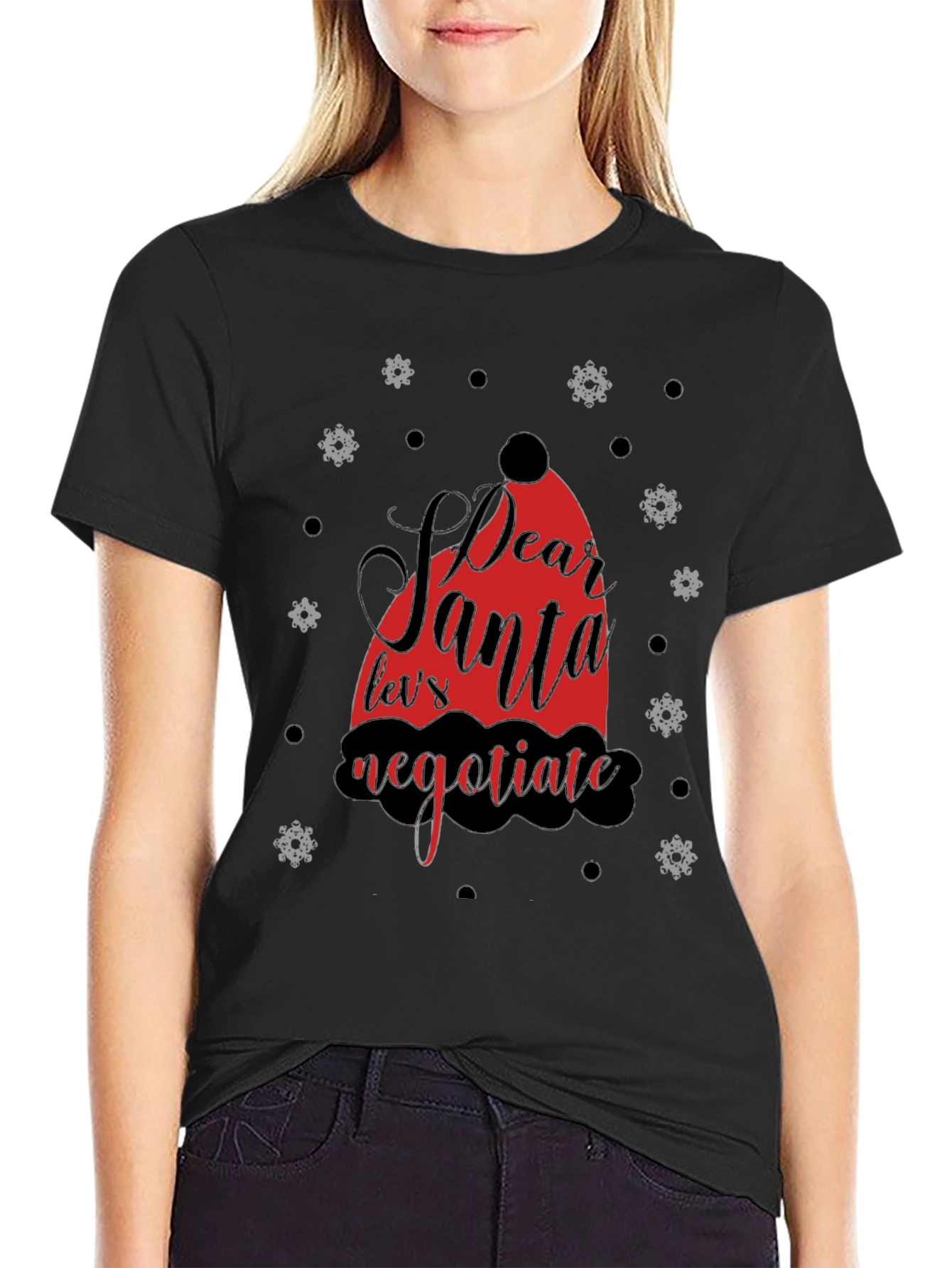 Black Dear Santa Negotiate Graphic Tee view 2