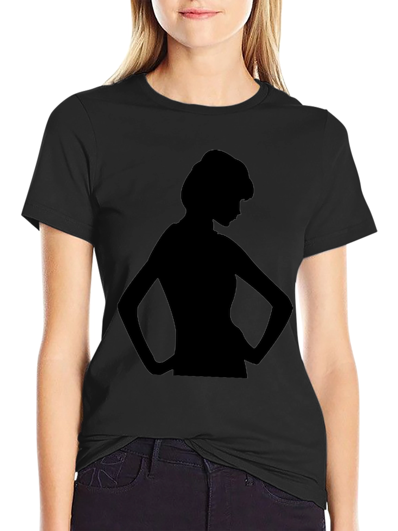 Black Silhouette Woman Graphic Tee - Black view 2