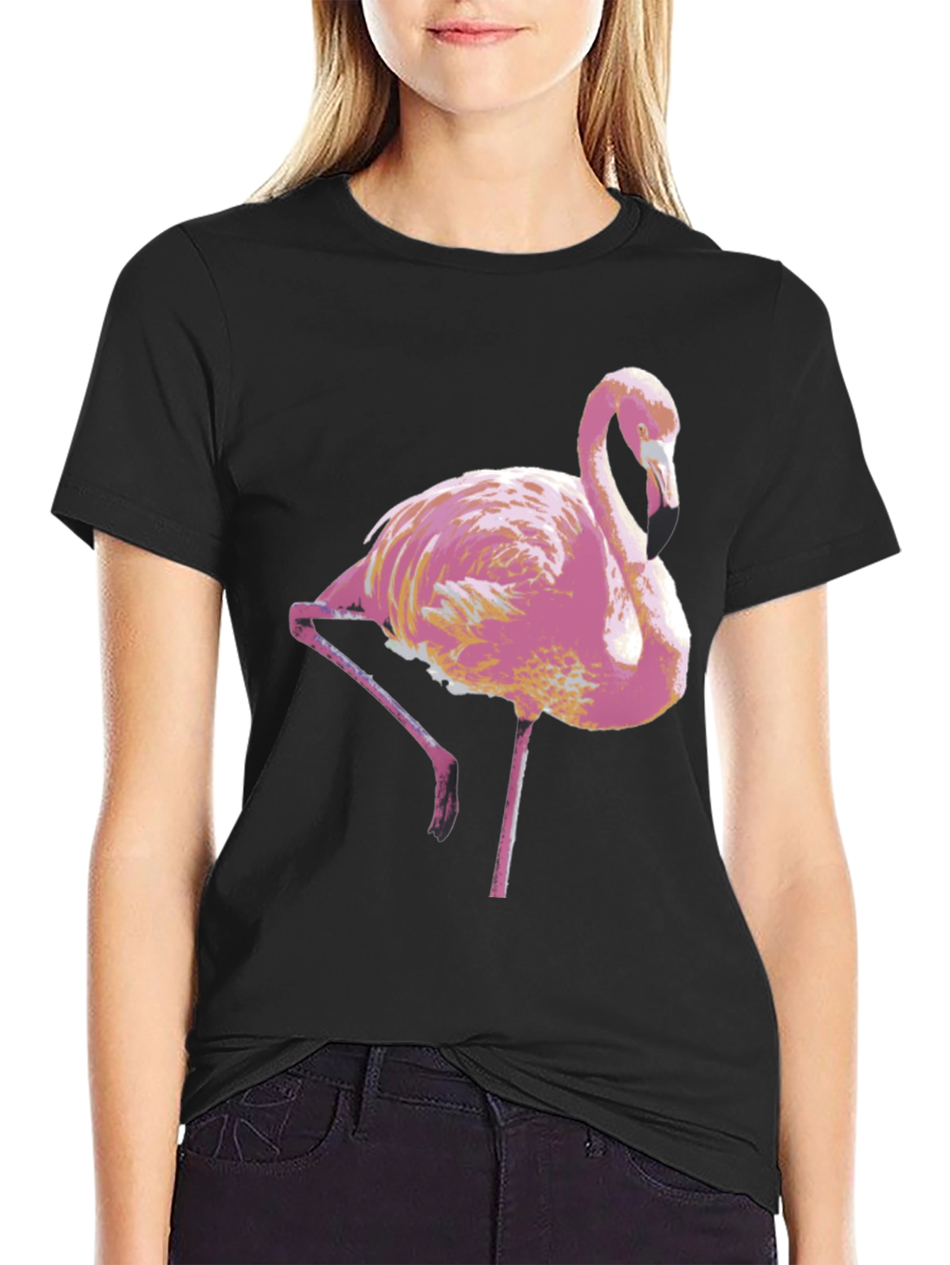 Black Pink Flamingo Graphic Tee - Stylish Men's T-Shirt view 2