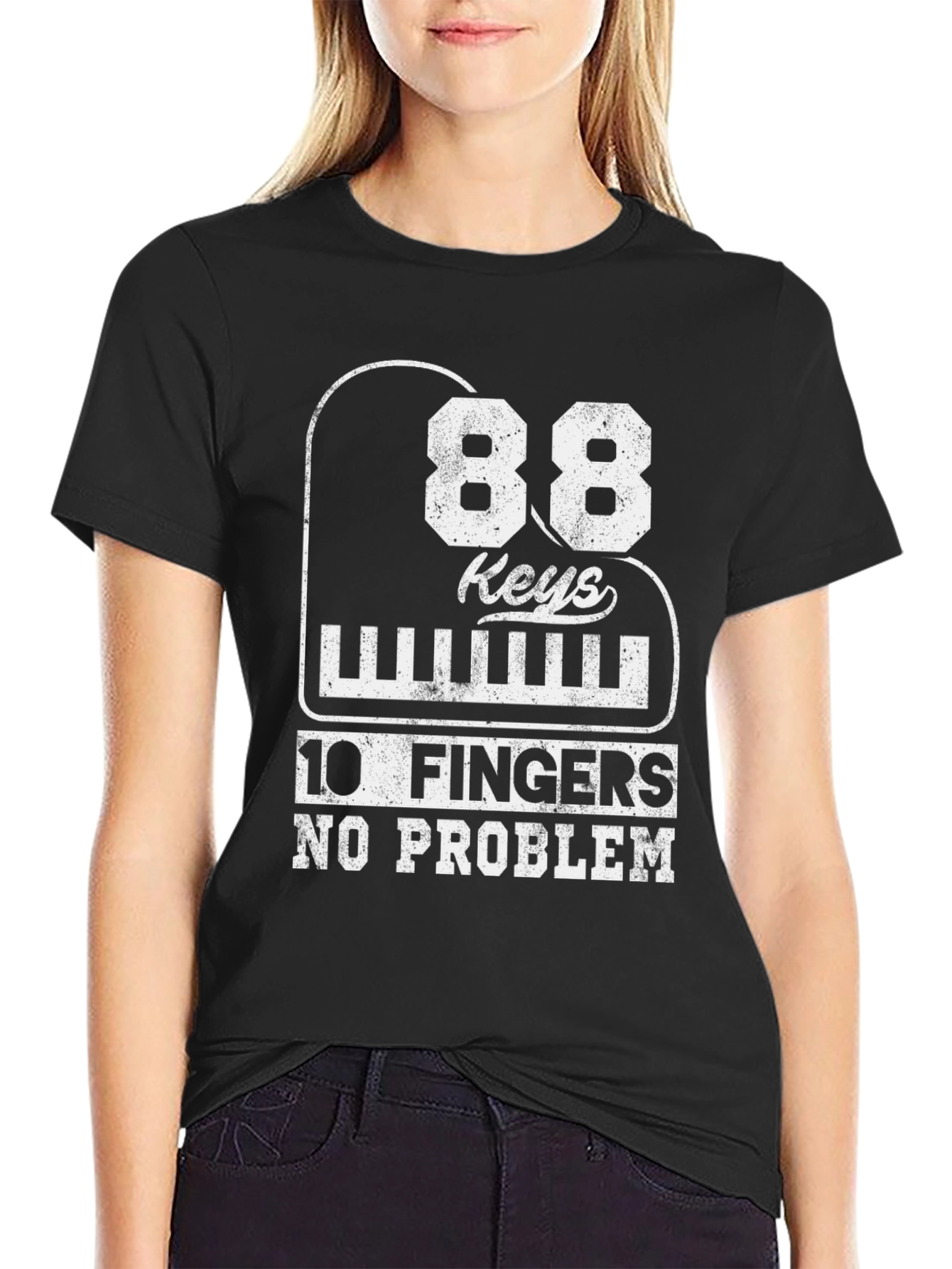 Black 88 Keys 10 Fingers No Problem T-Shirt view 2