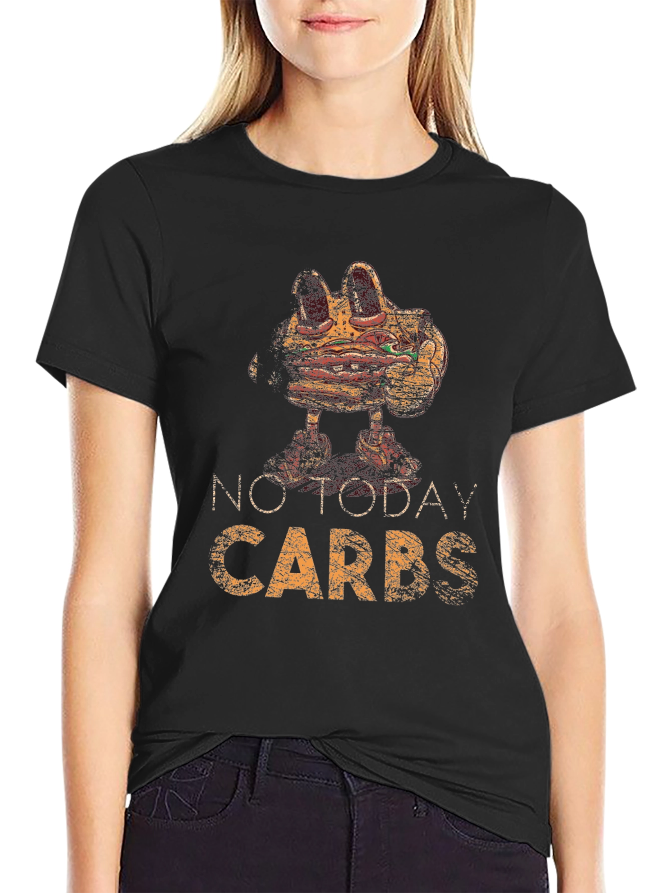 Black No Today Carbs Graphic Tee Funny Diet T-Shirt view 2