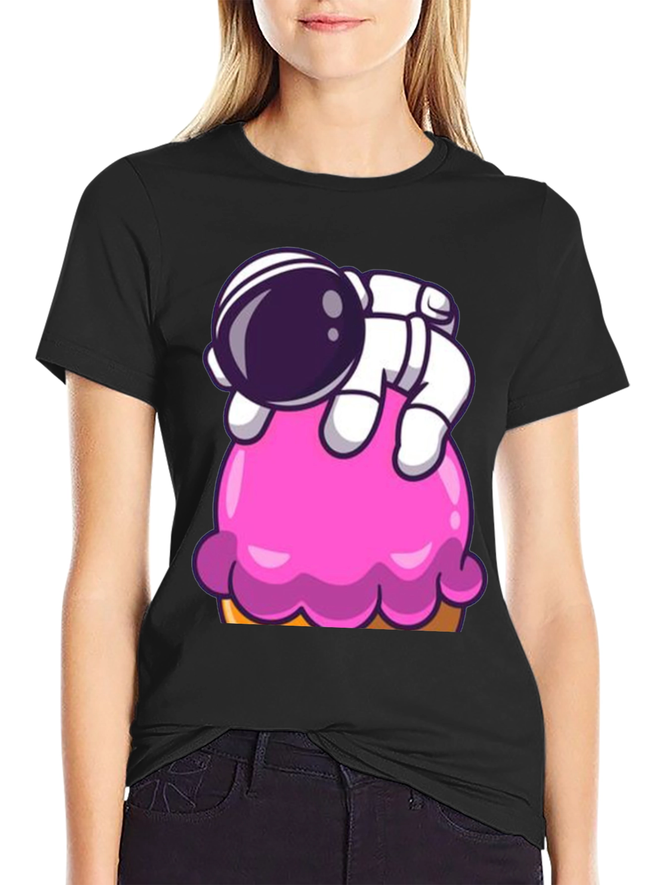 Black Astronaut Ice Cream Graphic Tee view 2