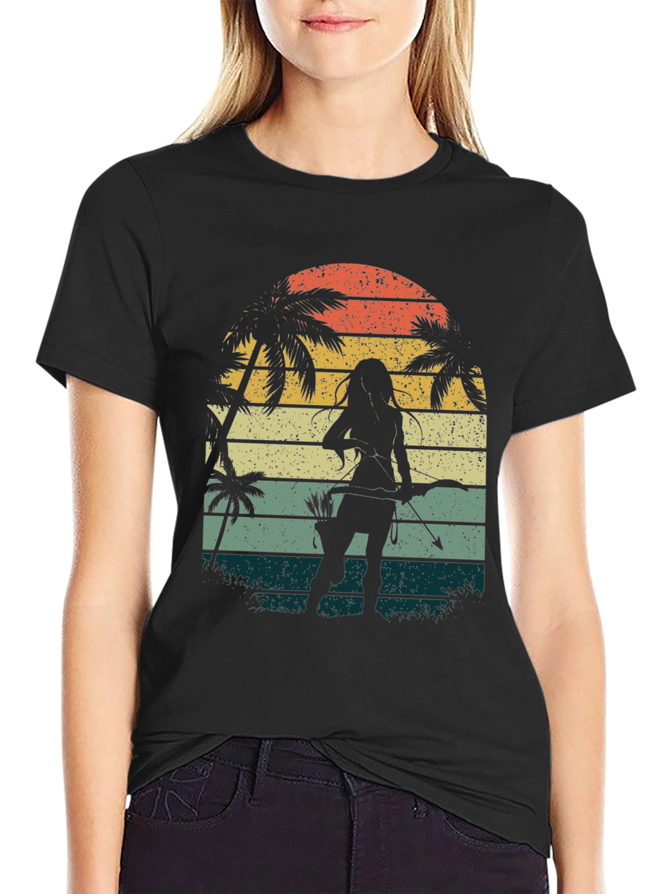 Retro Archer Tee - Tropical Sunset Design - 2