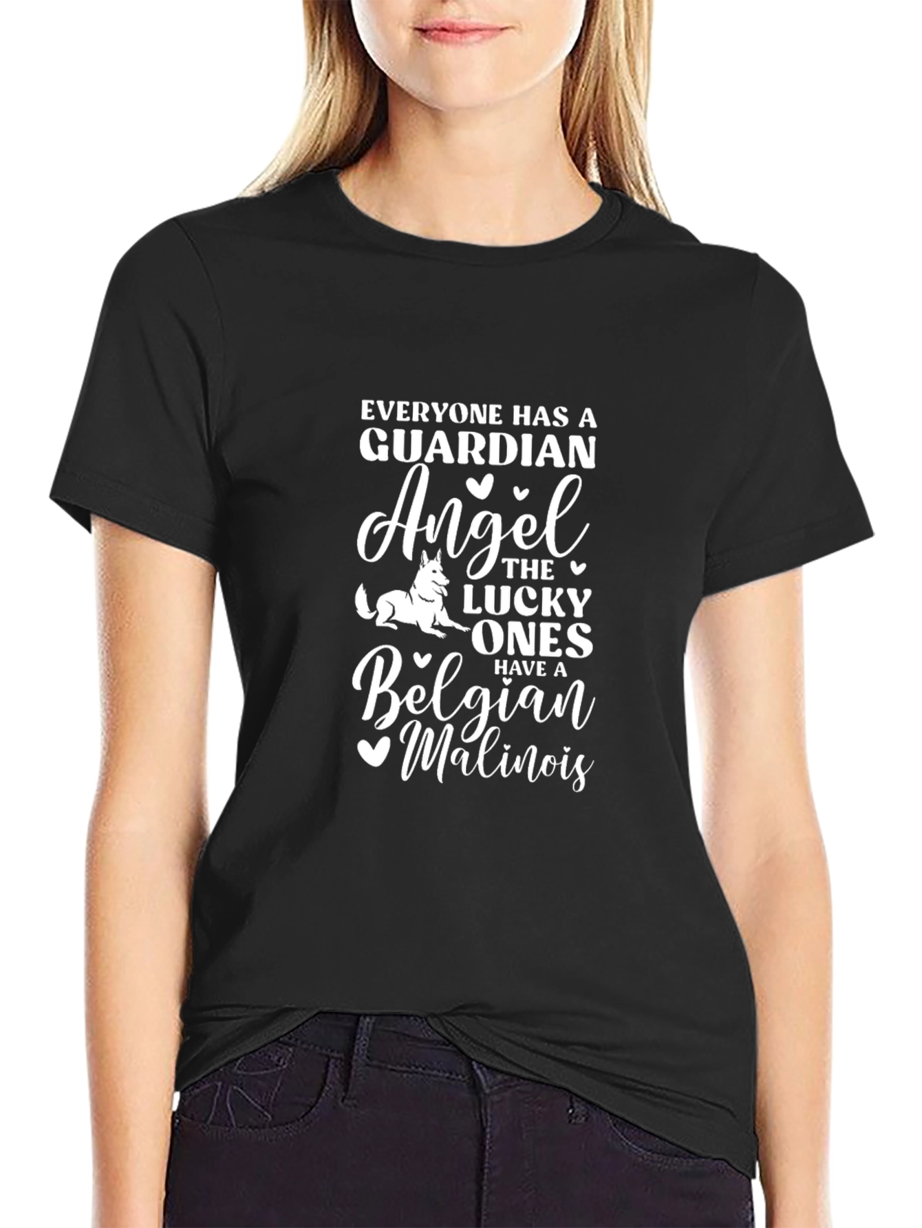 Black Guardian Angel Belgian Malinois T-Shirt view 2