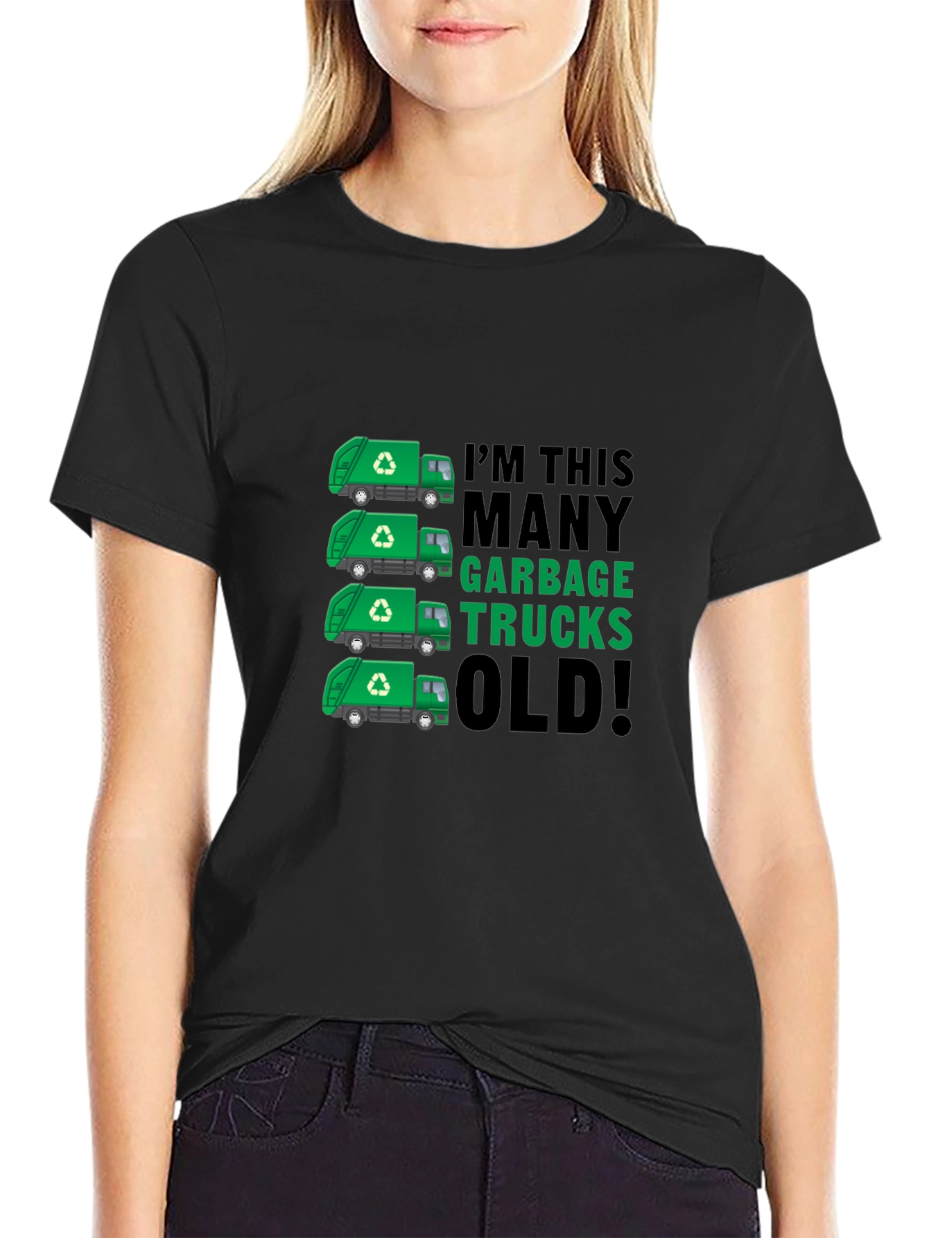Black Funny Garbage Truck Birthday T-Shirt view 2
