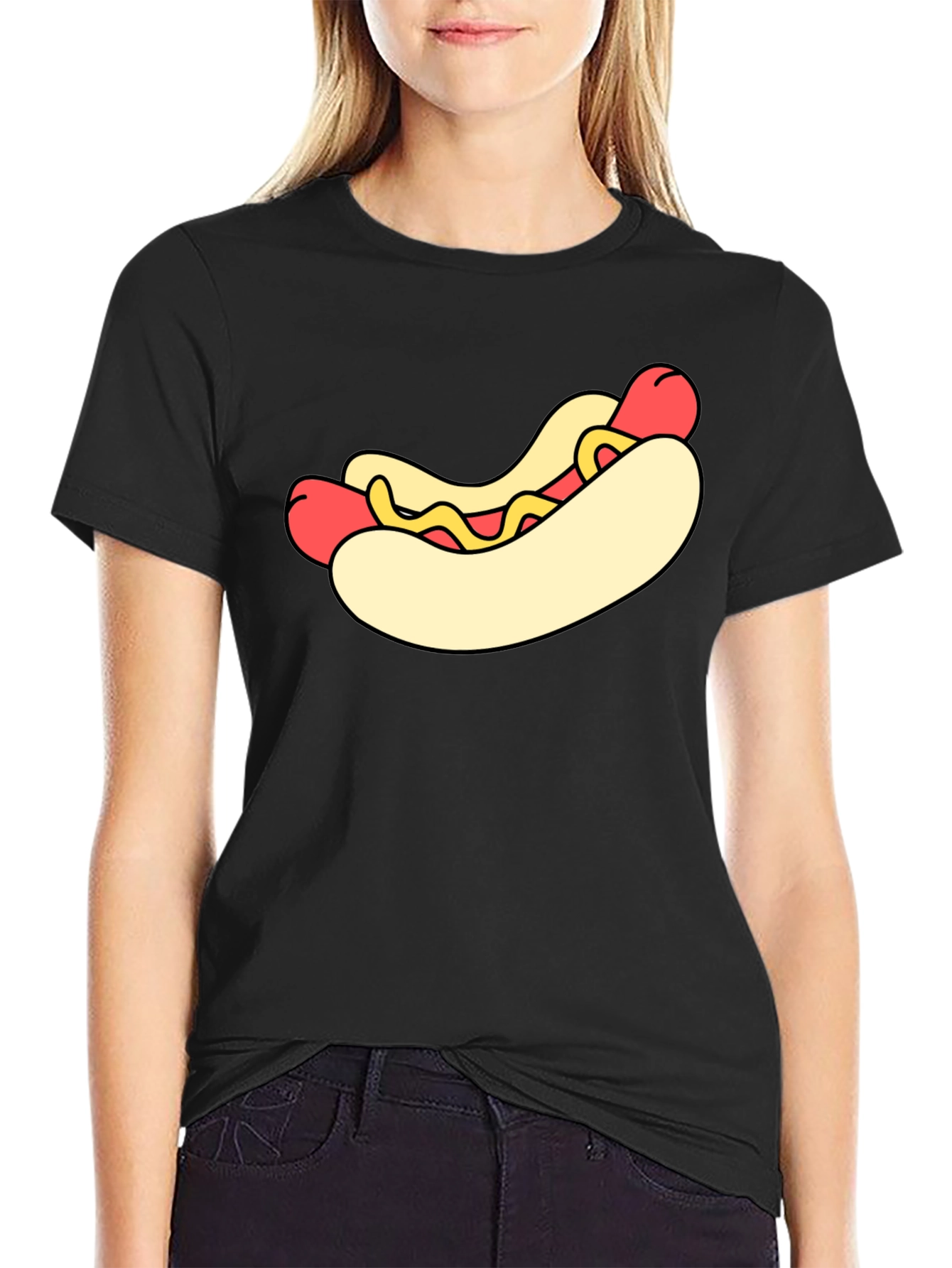 Black Hot Dog Graphic Black T-Shirt view 2