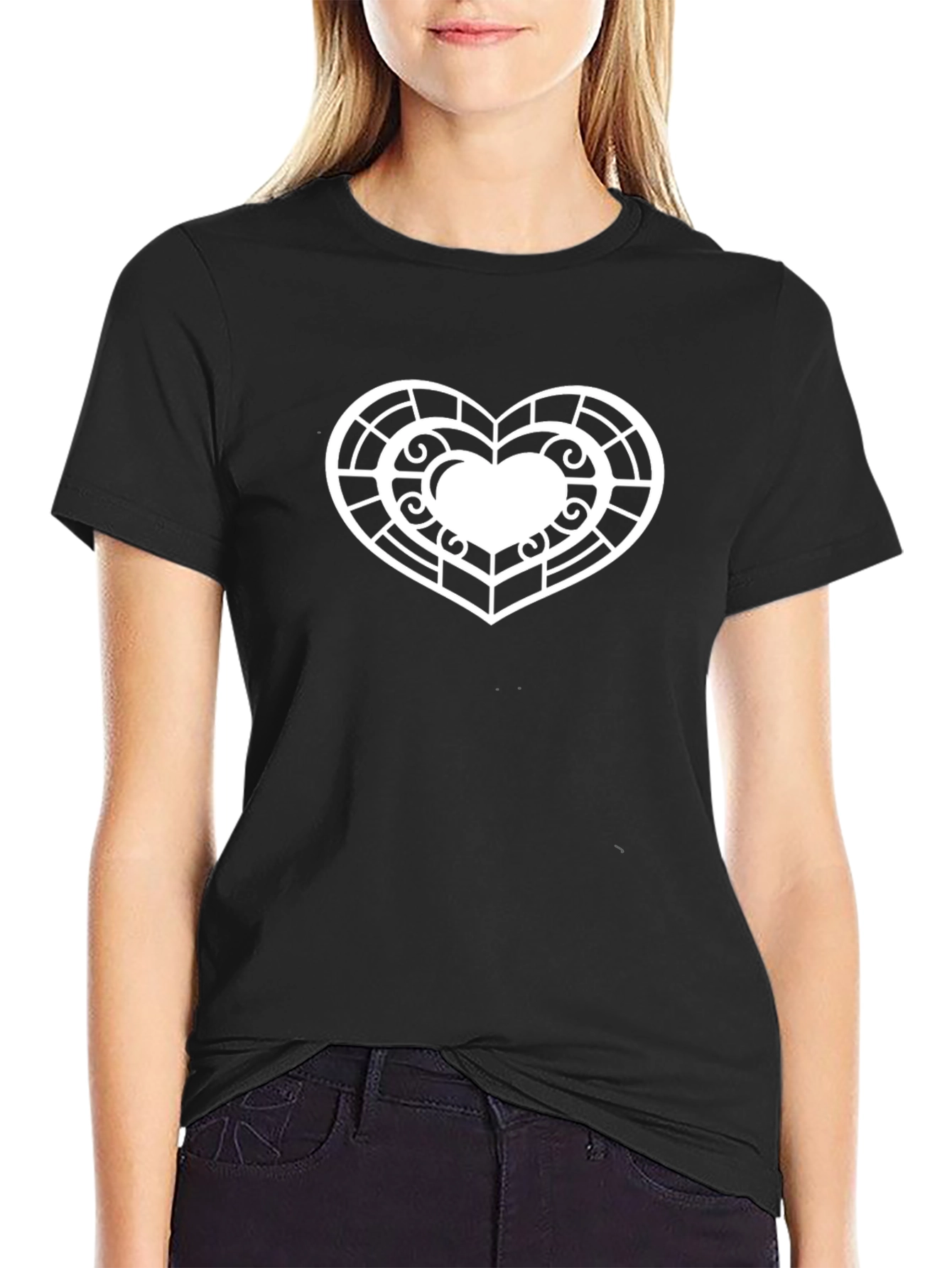 Black Heart Graphic Tee - Modern Black T-Shirt view 2